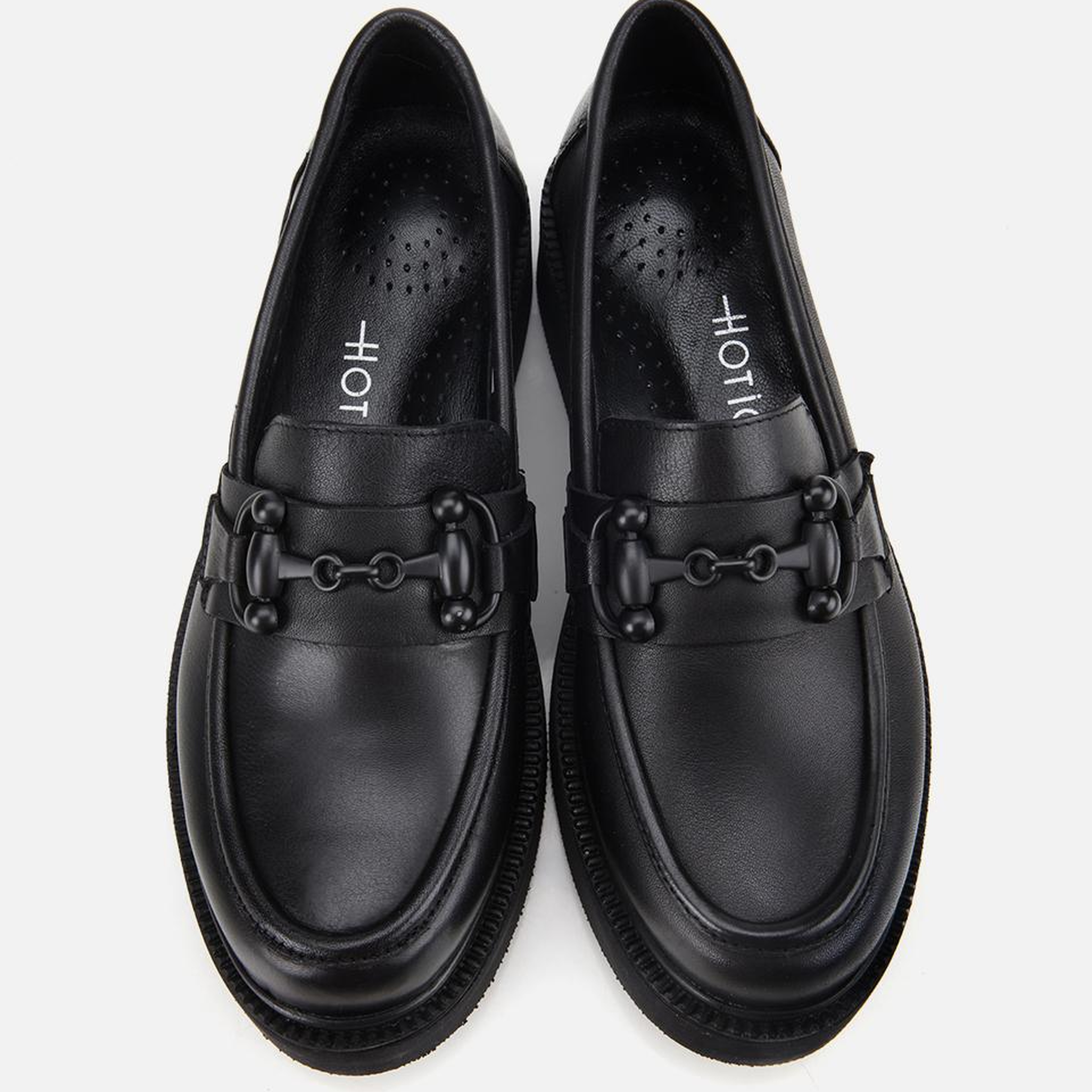 Kadın Deri Siyah Kalın Tabanlı Klasik Loafer