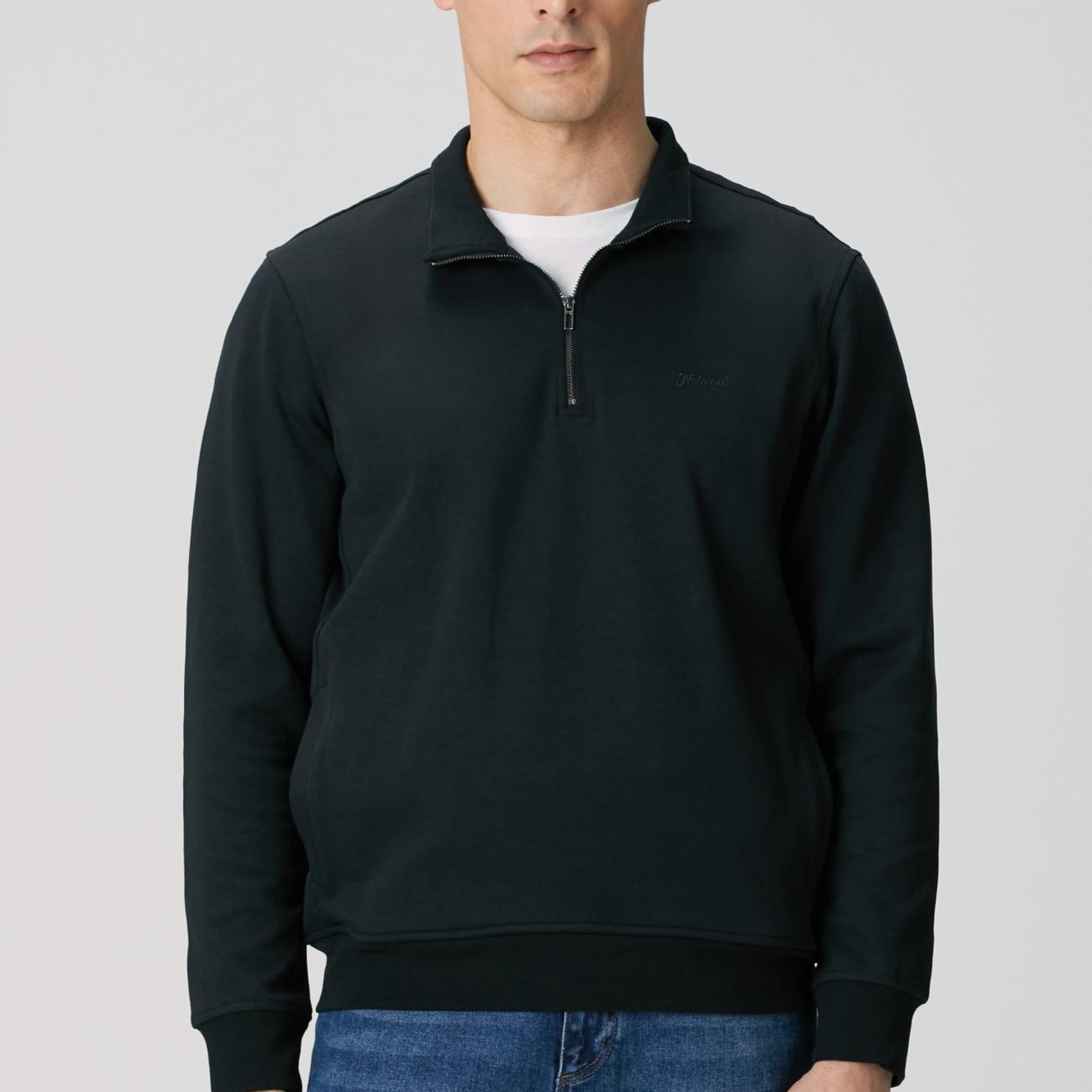 Network Erkek Siyah Fermuarlı Sweatshirt