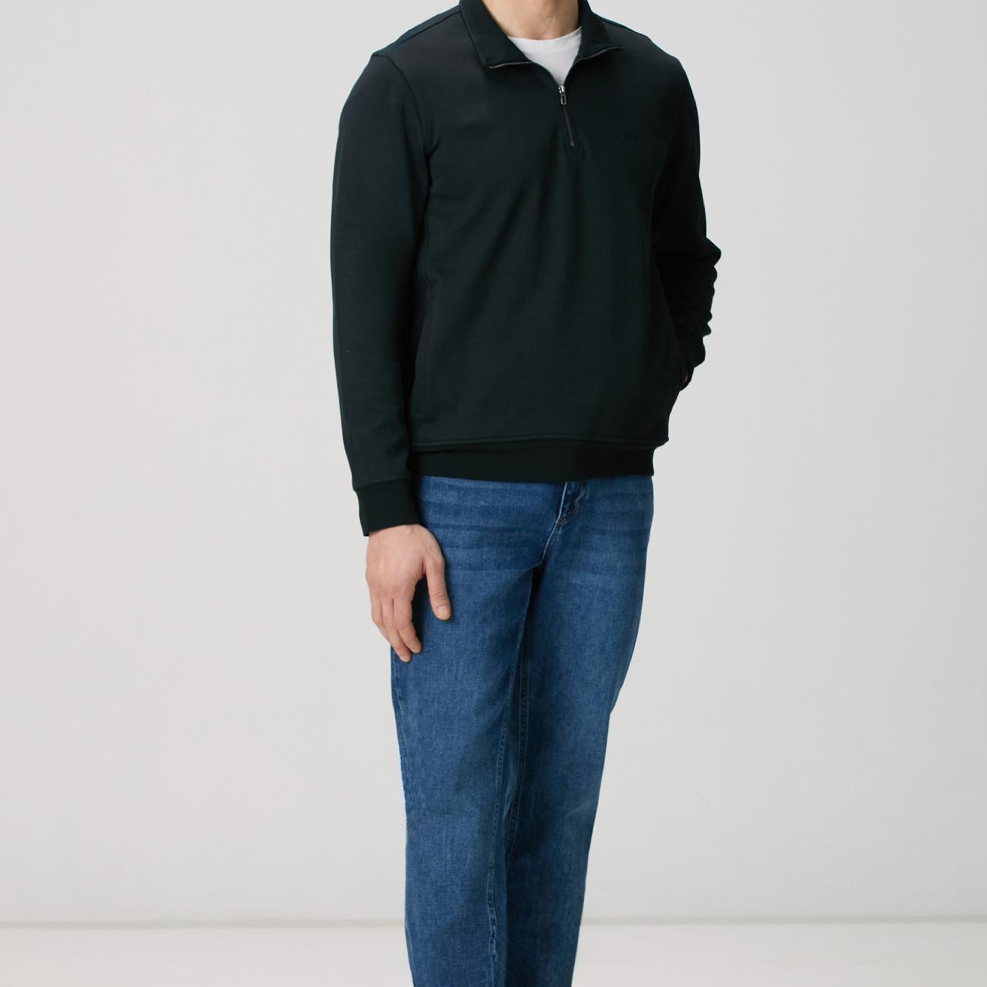Network Erkek Siyah Fermuarlı Sweatshirt