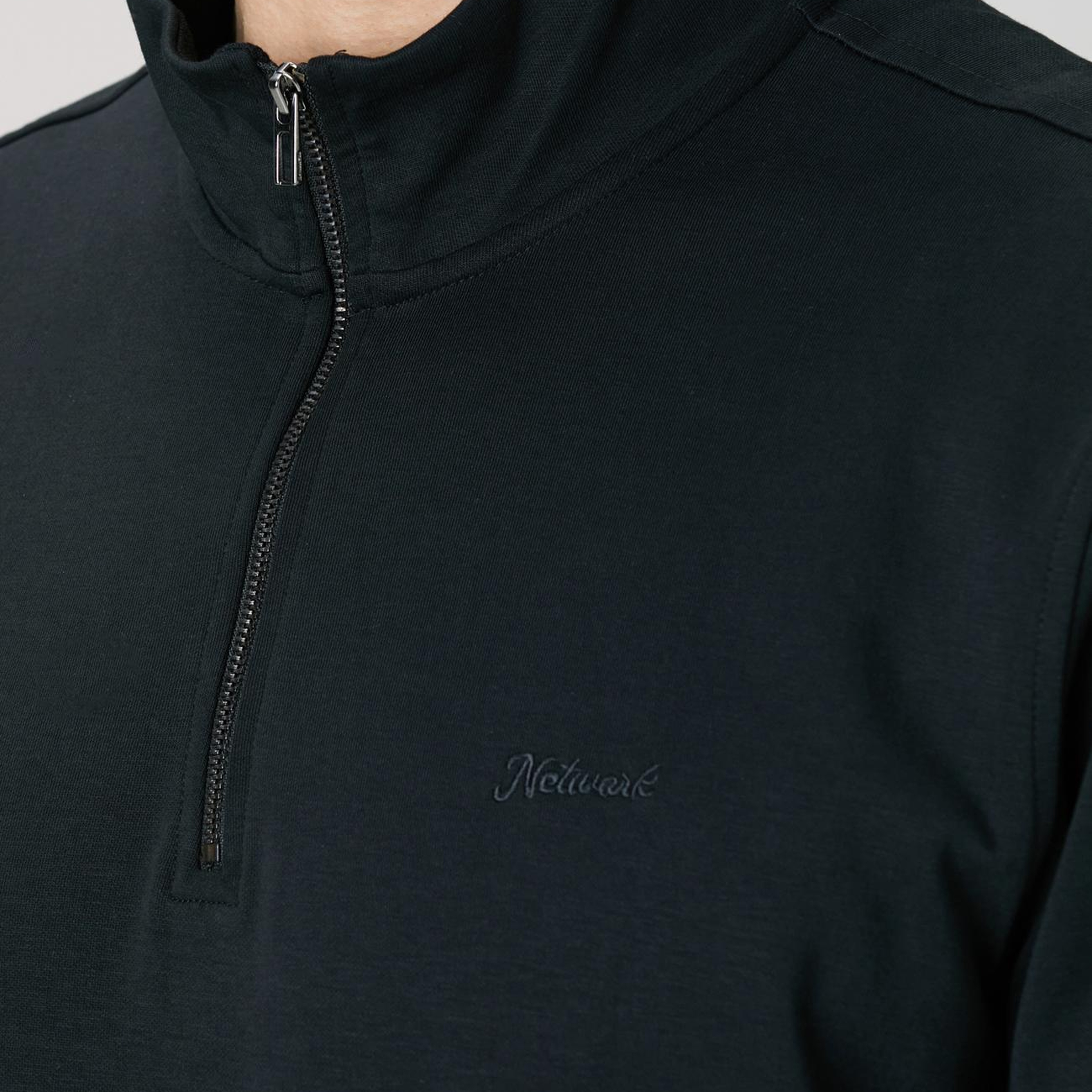 Network Erkek Siyah Fermuarlı Sweatshirt