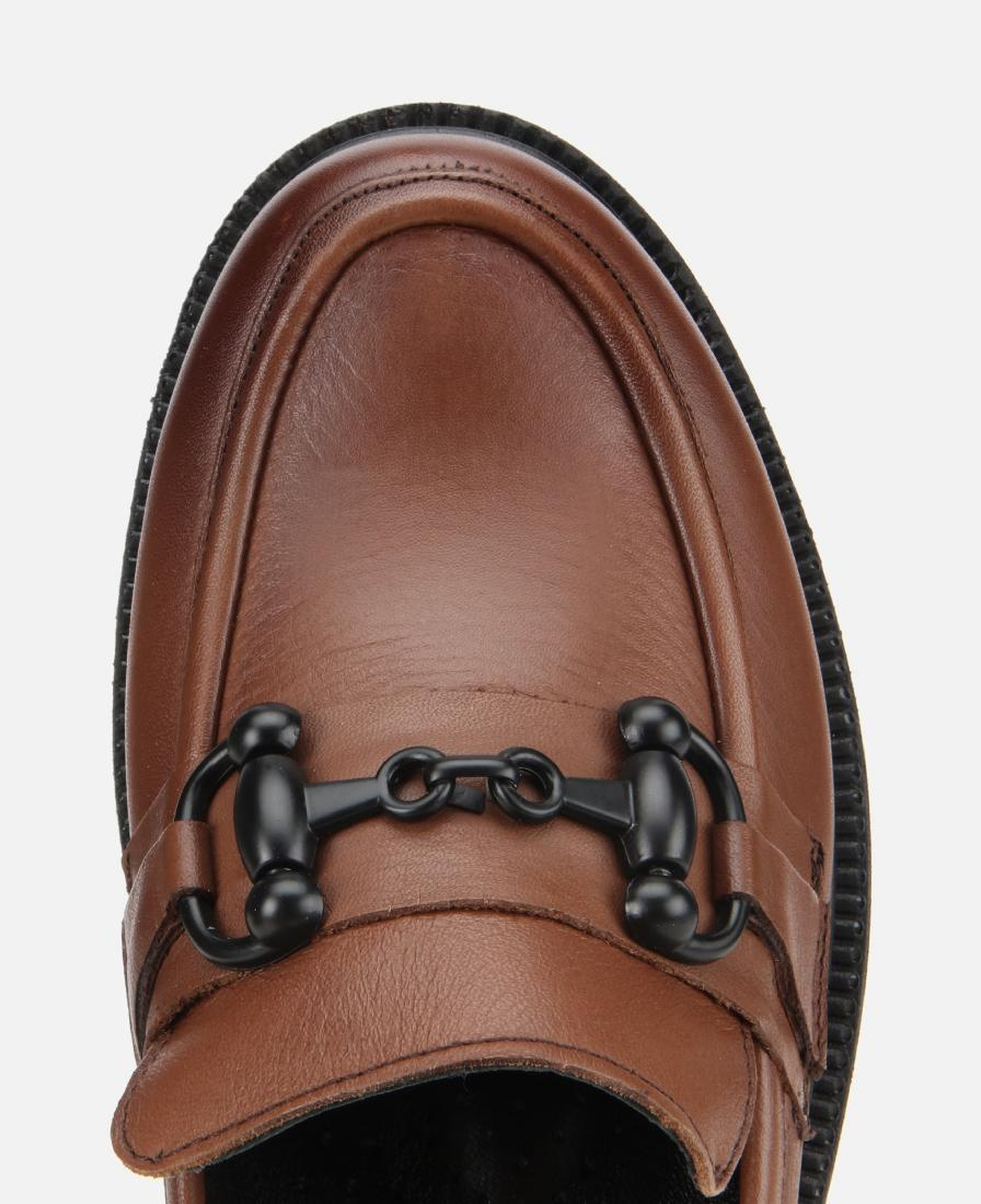 Kadın Deri Kahverengi Kalın Tabanlı Klasik Loafer