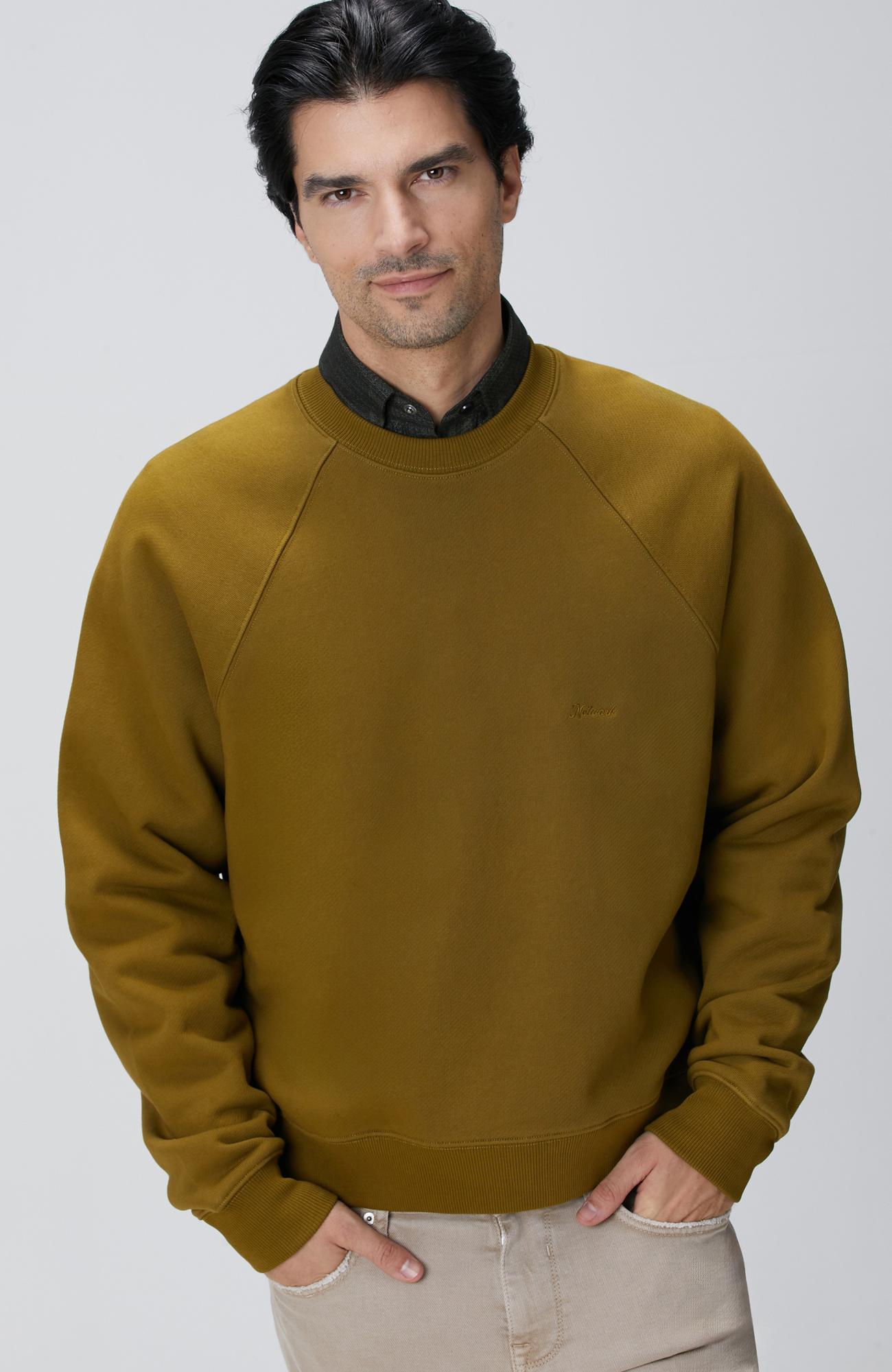 Network Erkek Yağ Yeşili Nakış Detaylı Sweatshirt