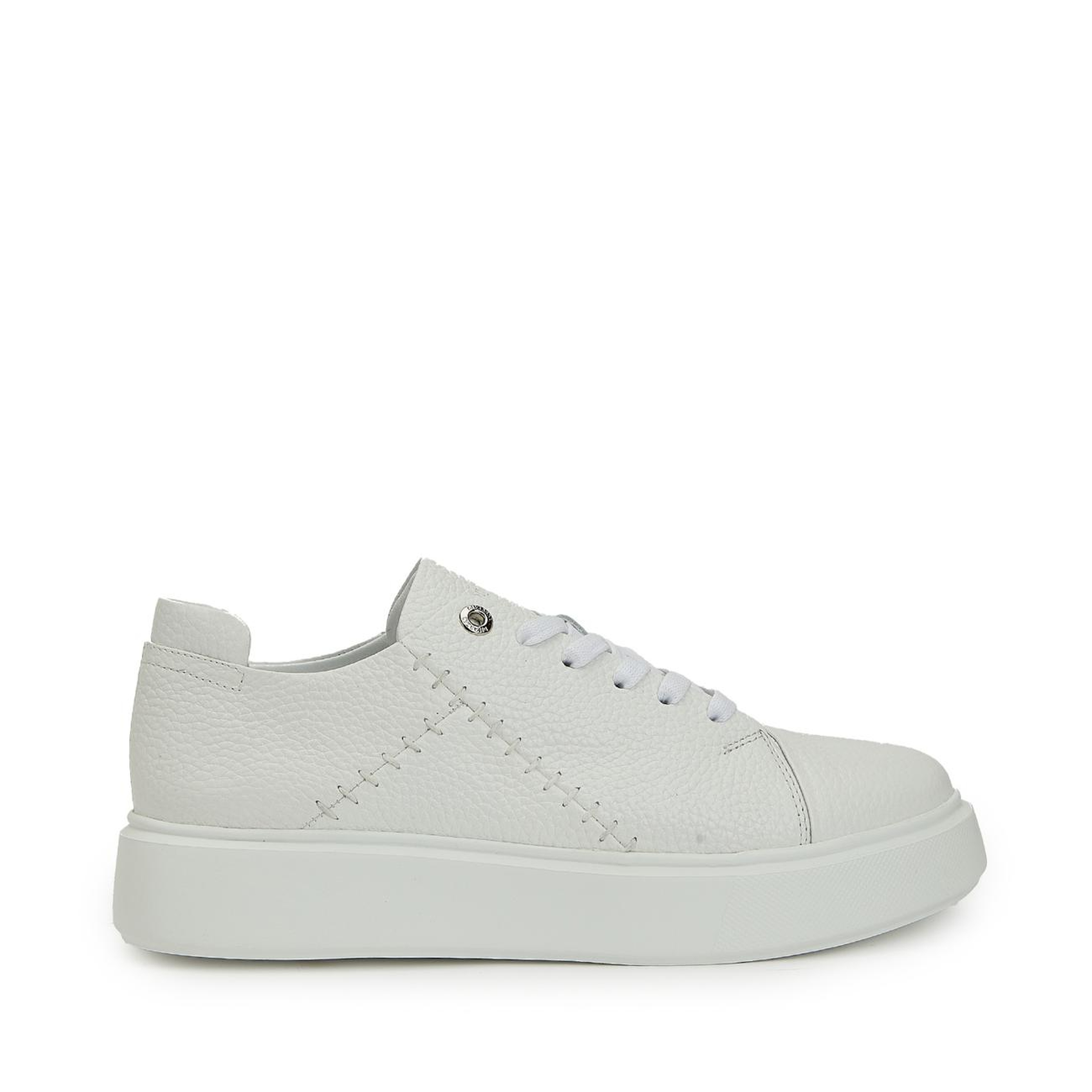 Divarese Kadın Beyaz Dikiş Detaylı Deri Sneaker