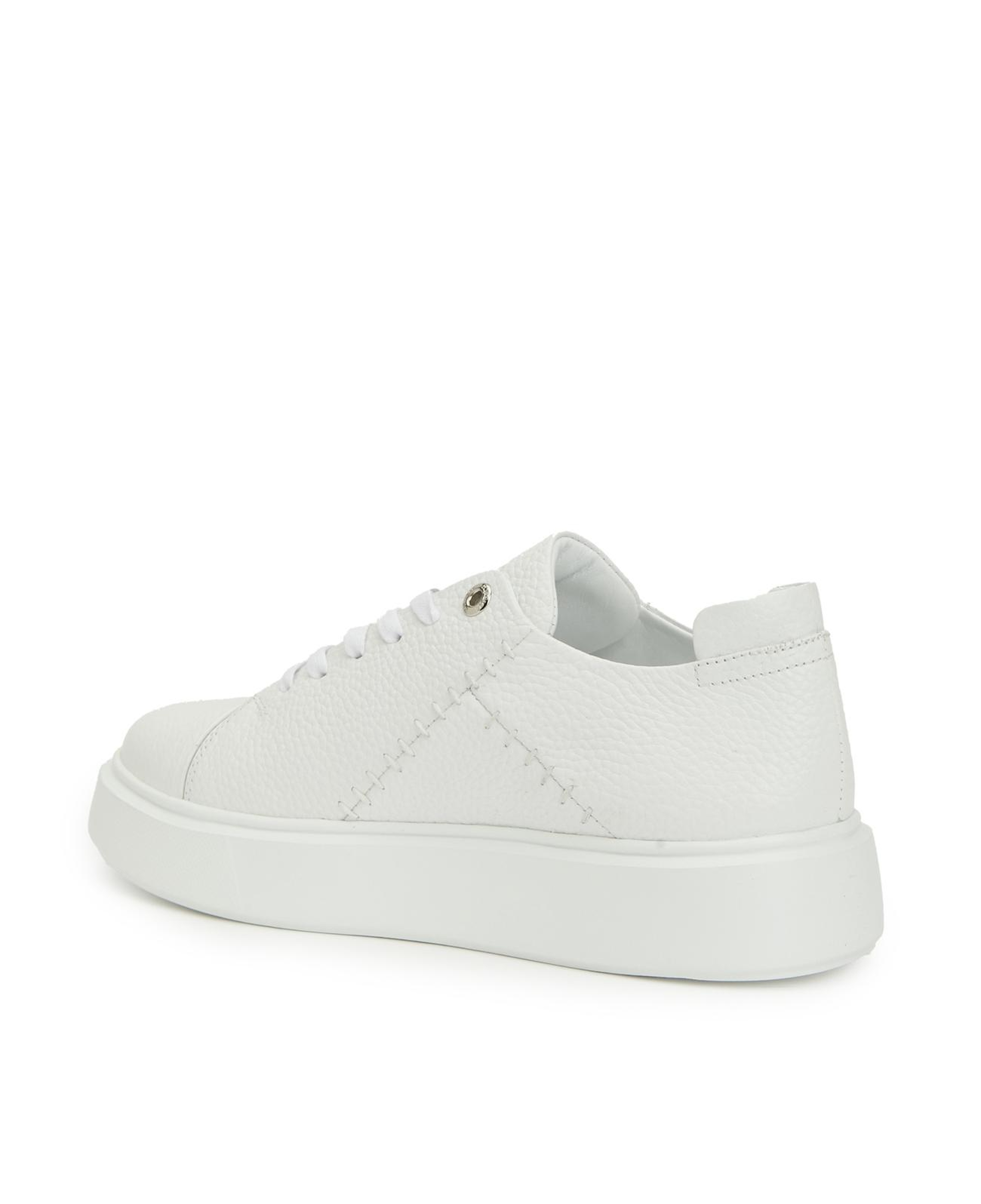 Divarese Kadın Beyaz Dikiş Detaylı Deri Sneaker