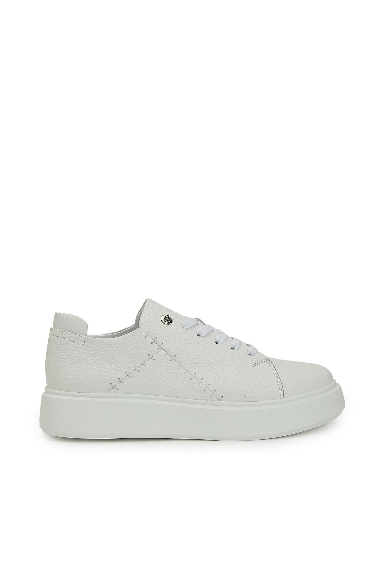 Divarese Kadın Beyaz Dikiş Detaylı Deri Sneaker