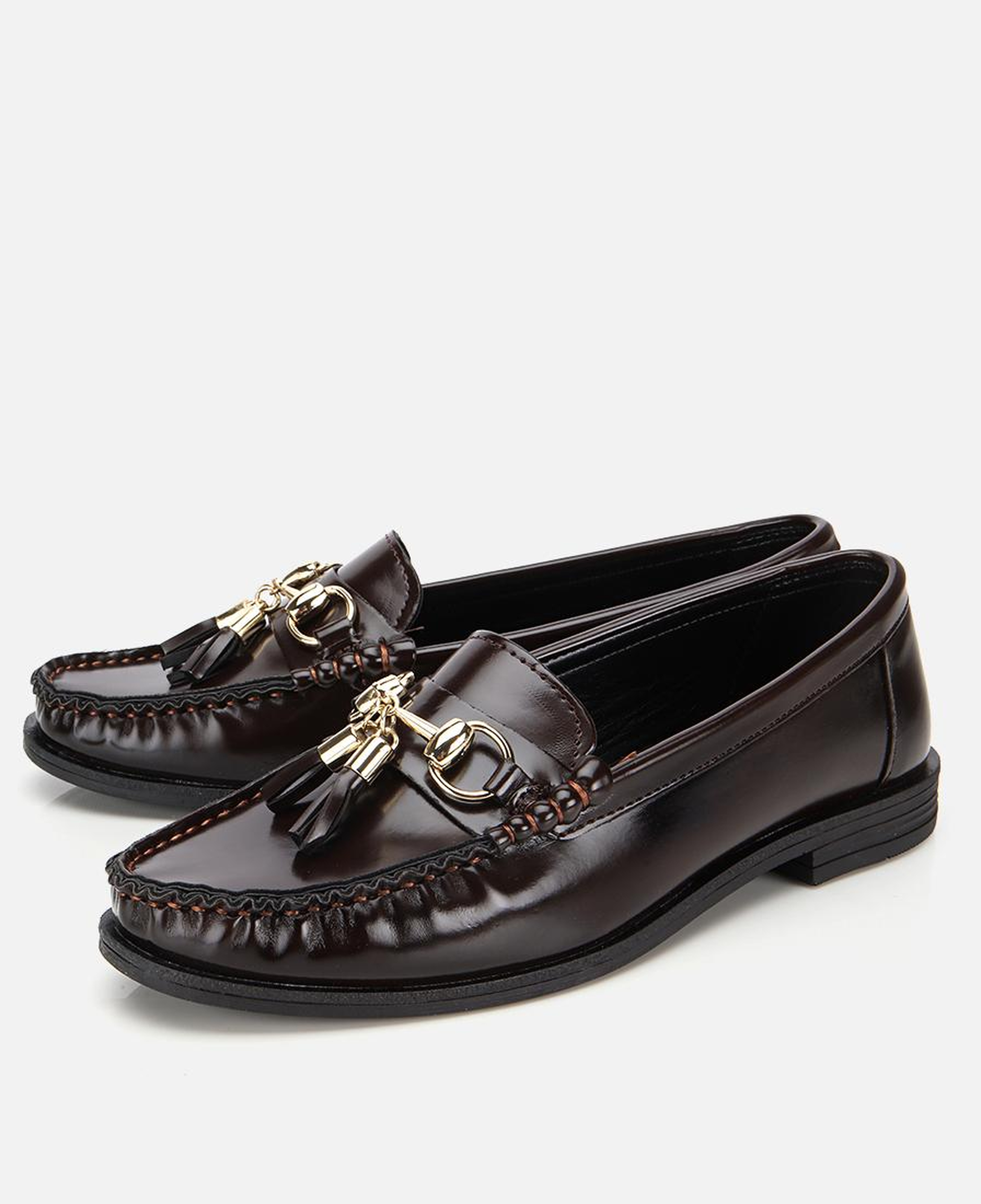 Kadın Rugan Kahverengi Püsküllü Klasik Loafer