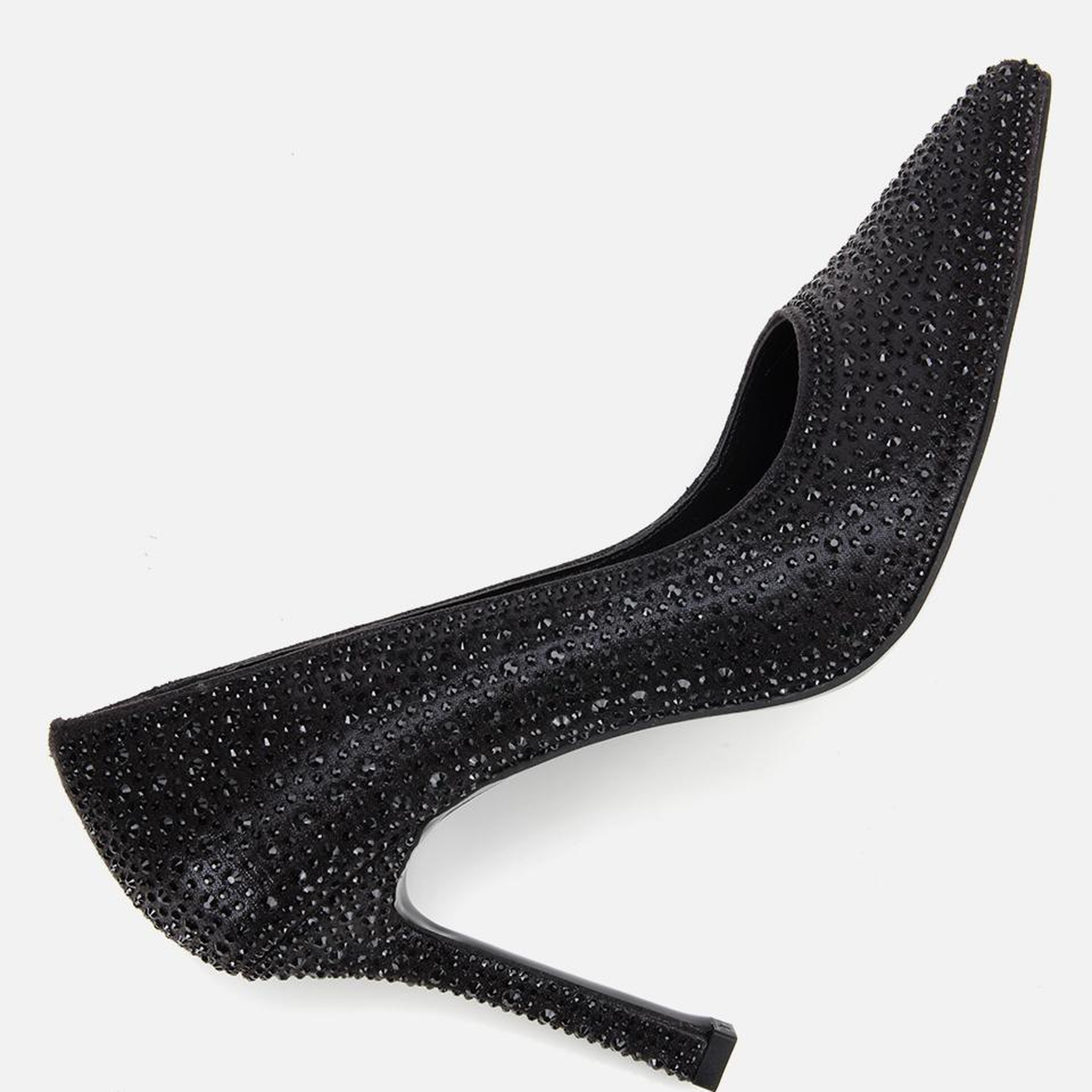 Kadın Siyah Taşlı Yüksek Topuklu Stiletto