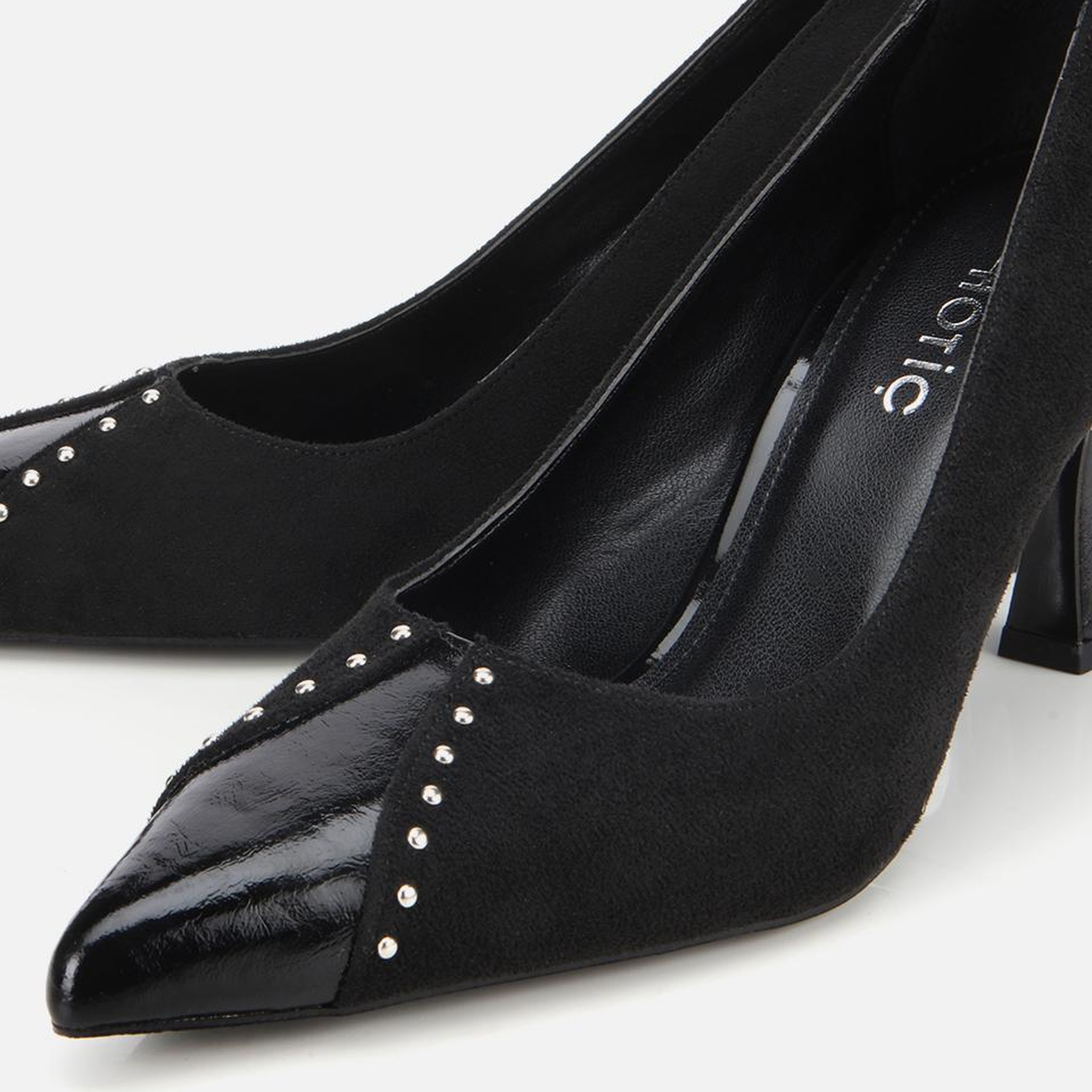 Kadın Süet Siyah Taşlı İnce Topuklu Stiletto