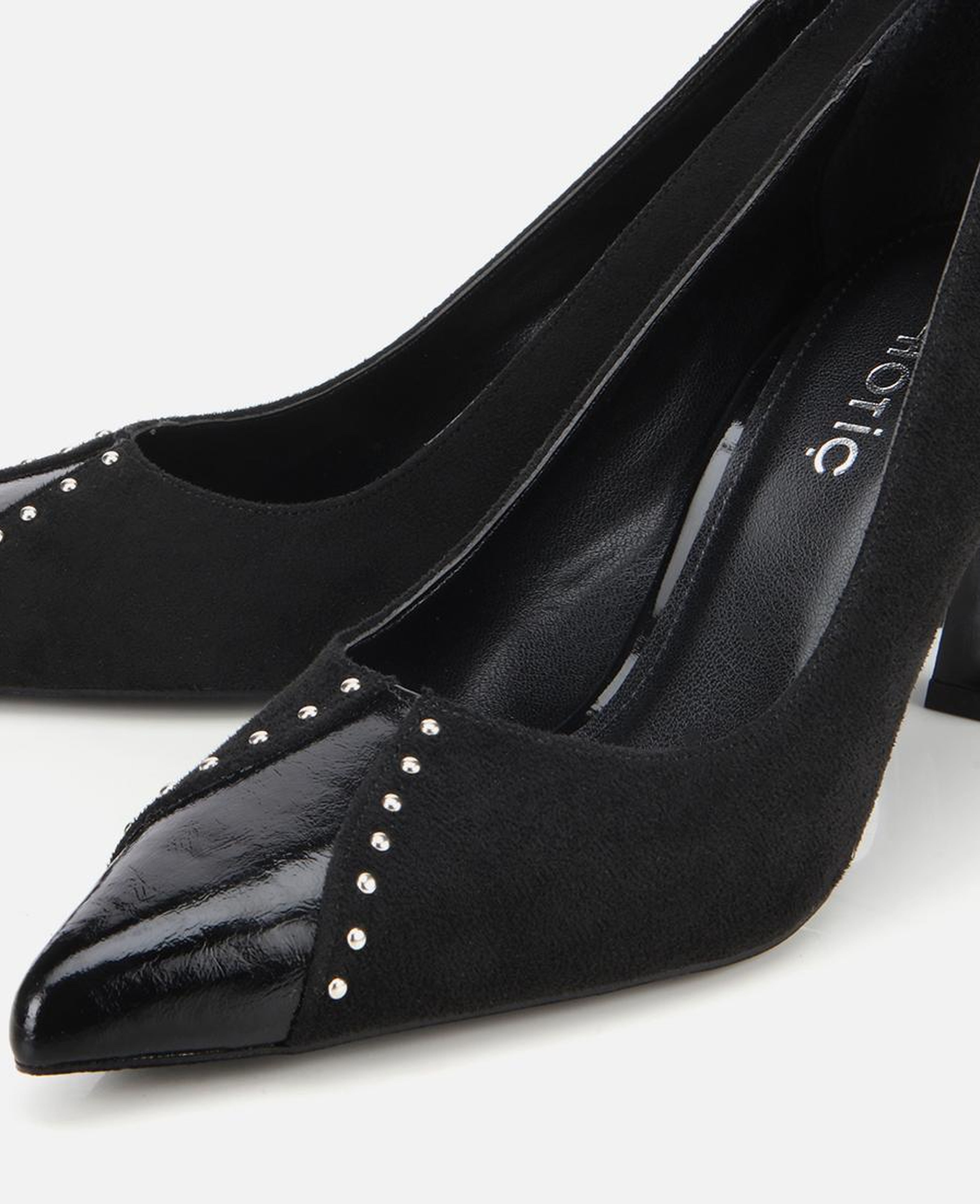 Kadın Süet Siyah Taşlı İnce Topuklu Stiletto