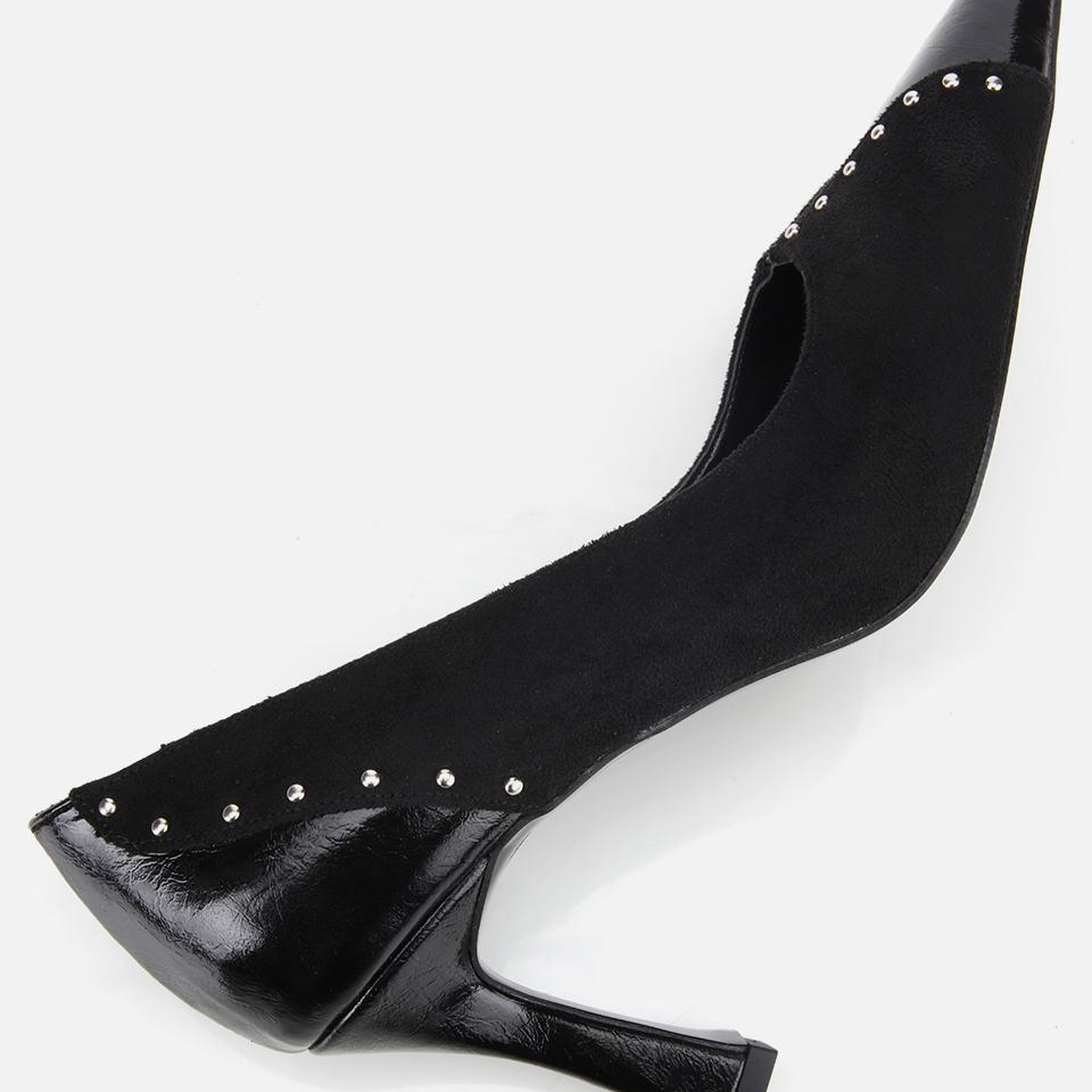 Kadın Süet Siyah Taşlı İnce Topuklu Stiletto
