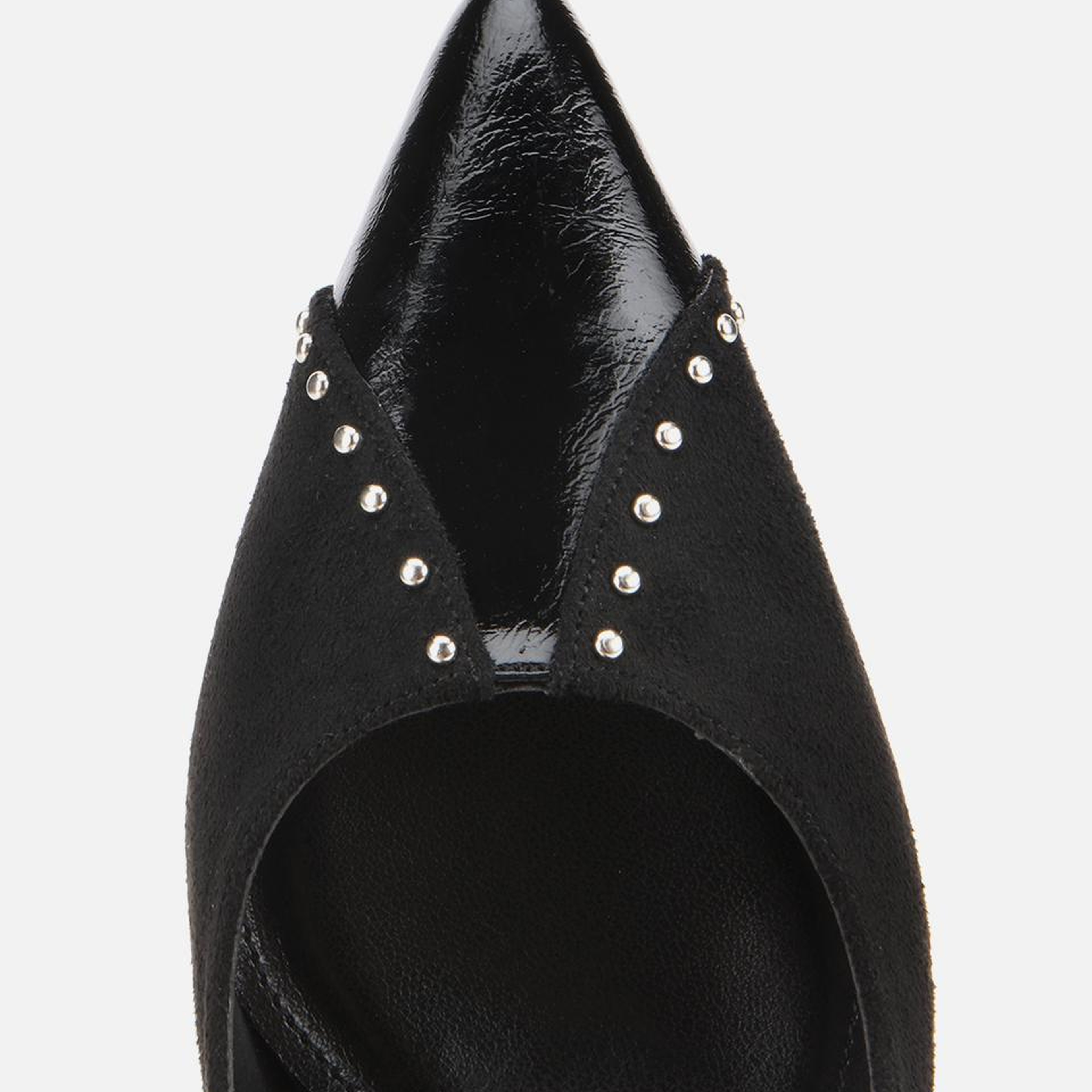 Kadın Süet Siyah Taşlı İnce Topuklu Stiletto