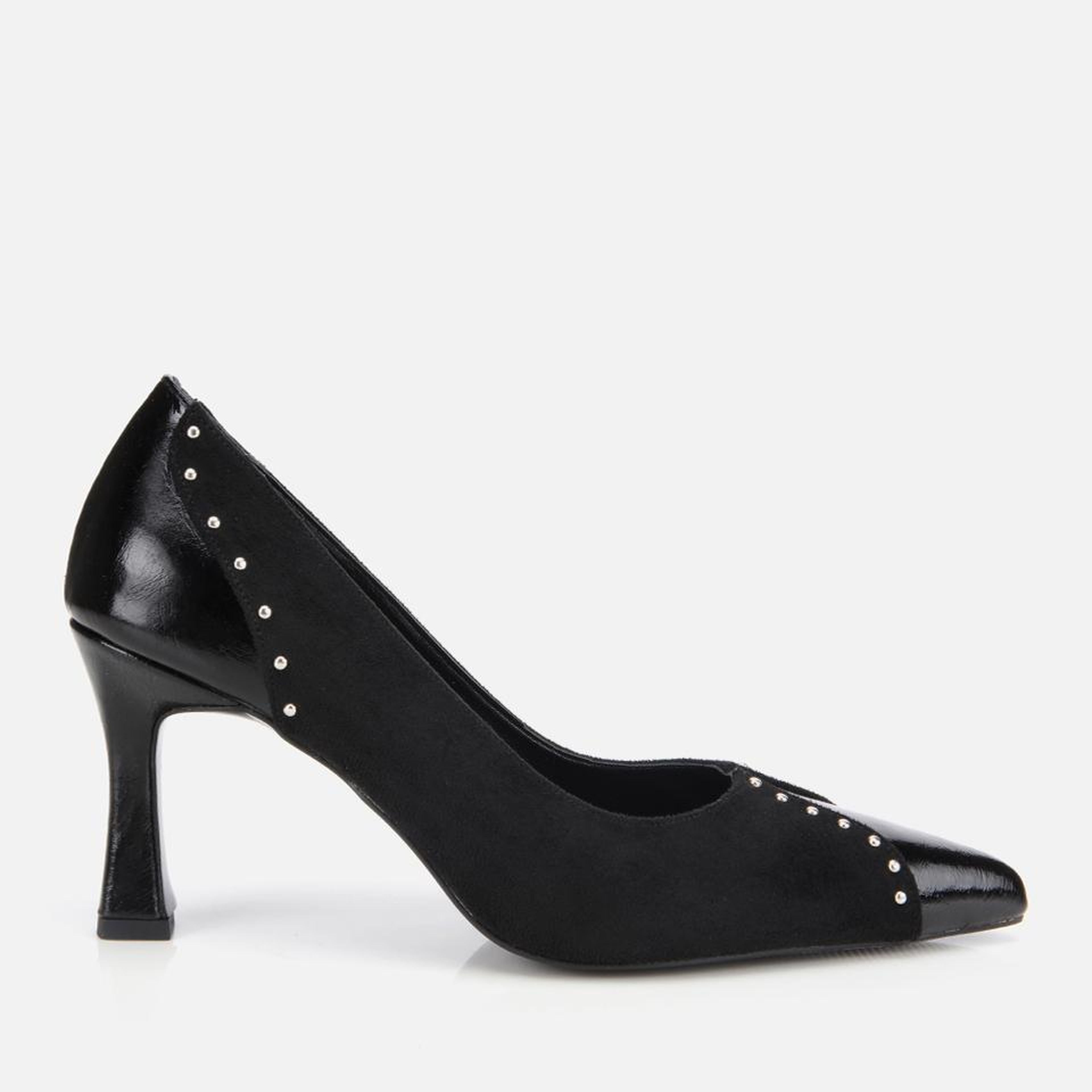 Kadın Süet Siyah Taşlı İnce Topuklu Stiletto