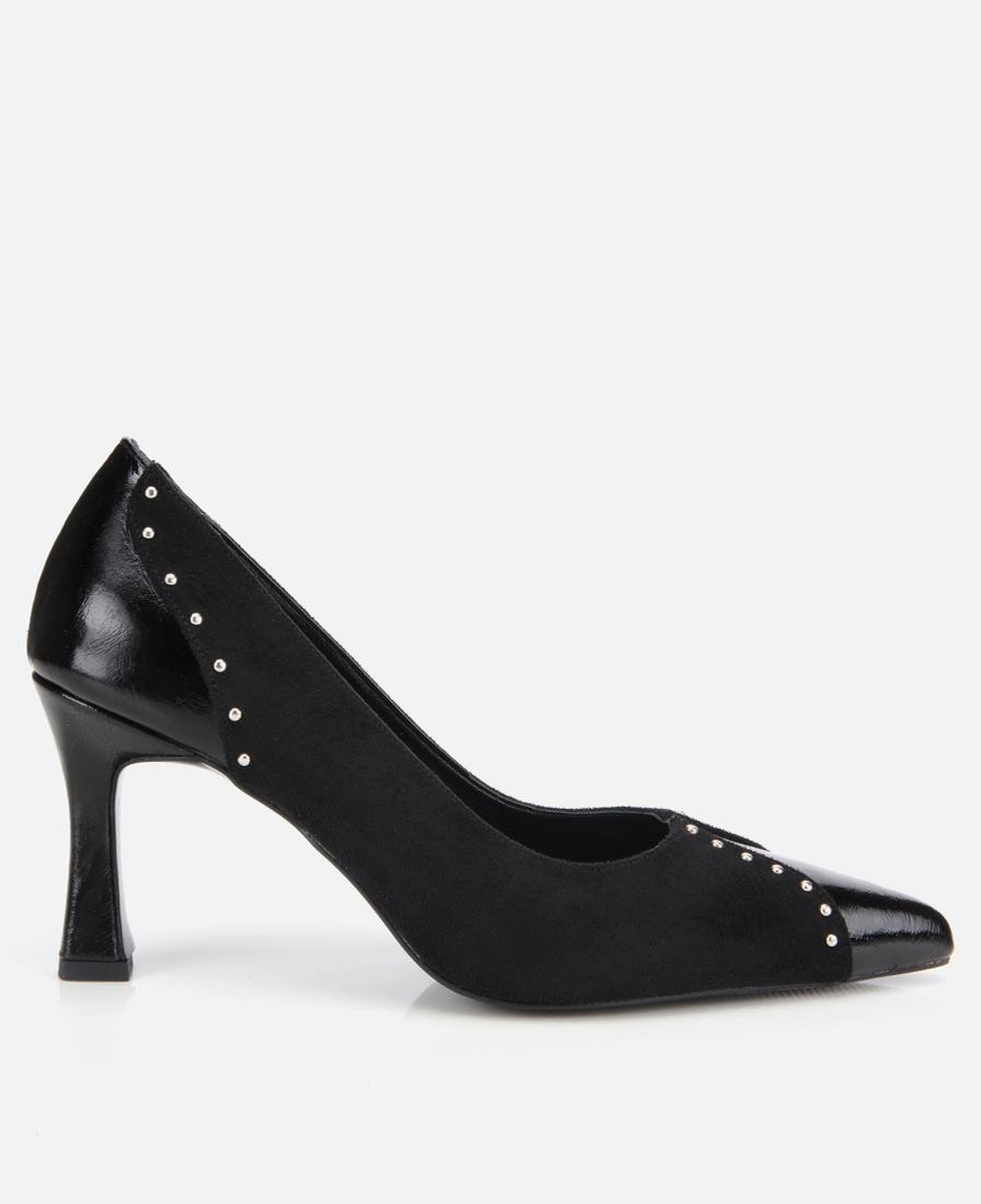 Kadın Süet Siyah Taşlı İnce Topuklu Stiletto