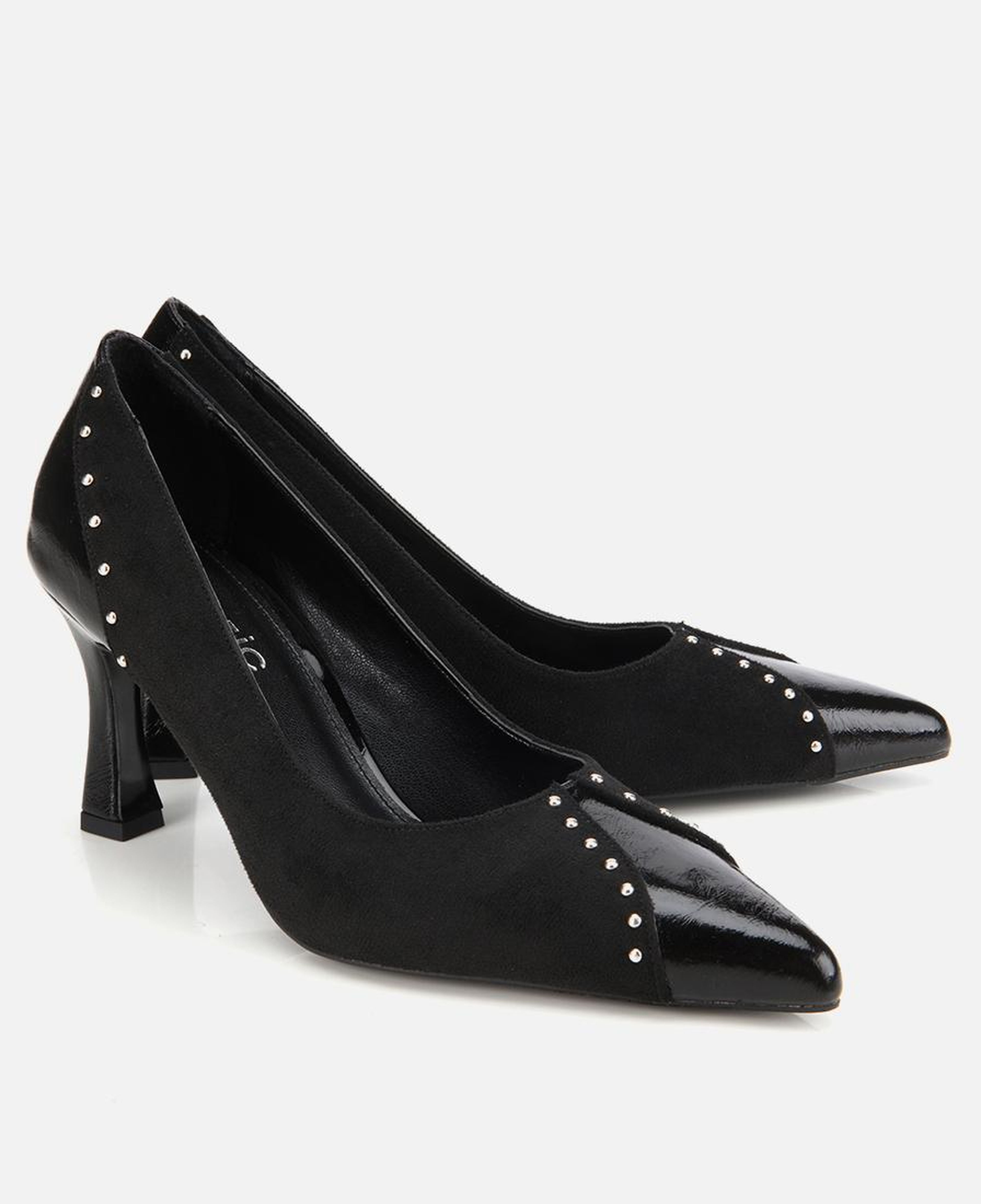 Kadın Süet Siyah Taşlı İnce Topuklu Stiletto