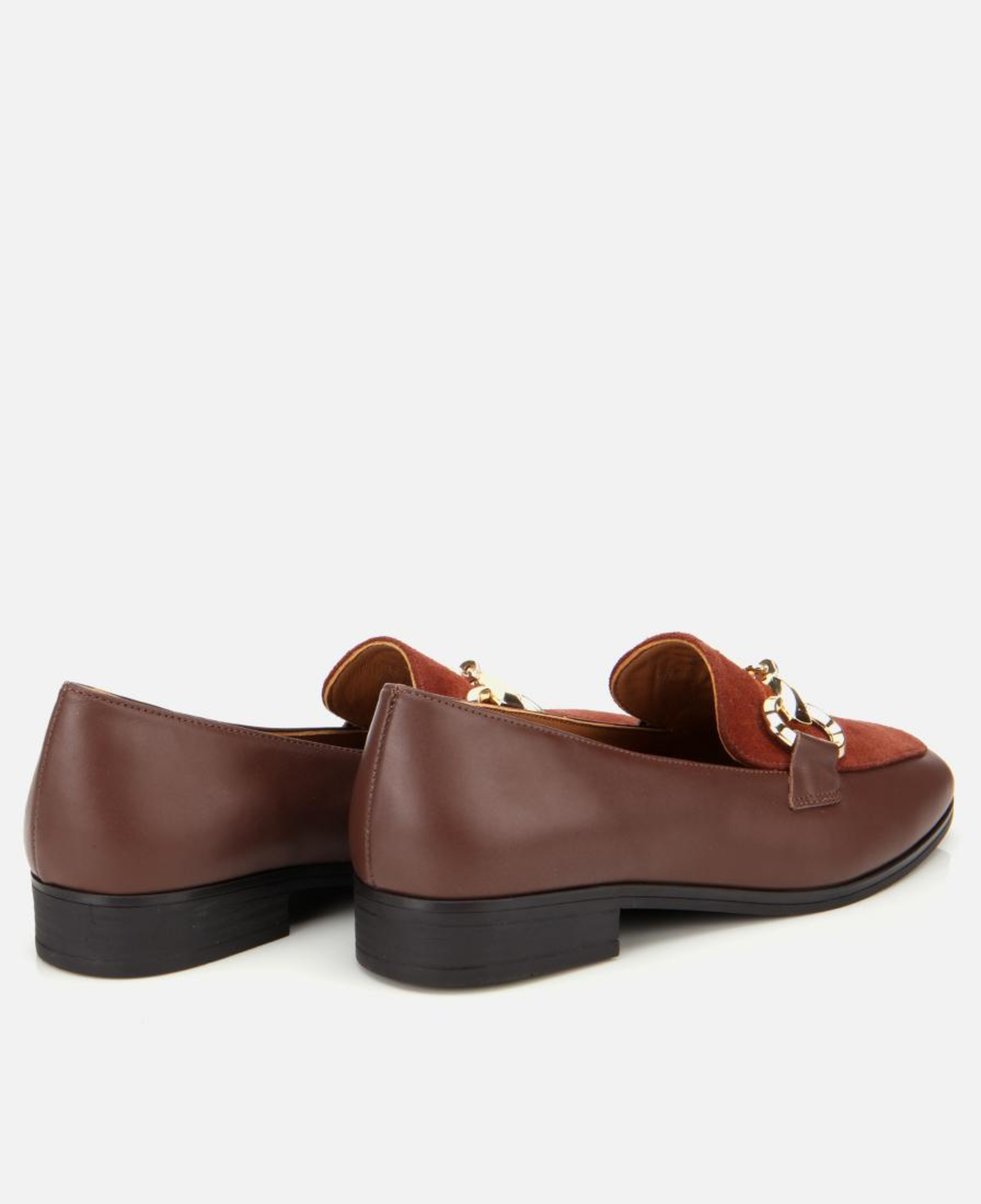 Kadın Süet Deri Acı Kahverengi Tokalı Klasik Loafer