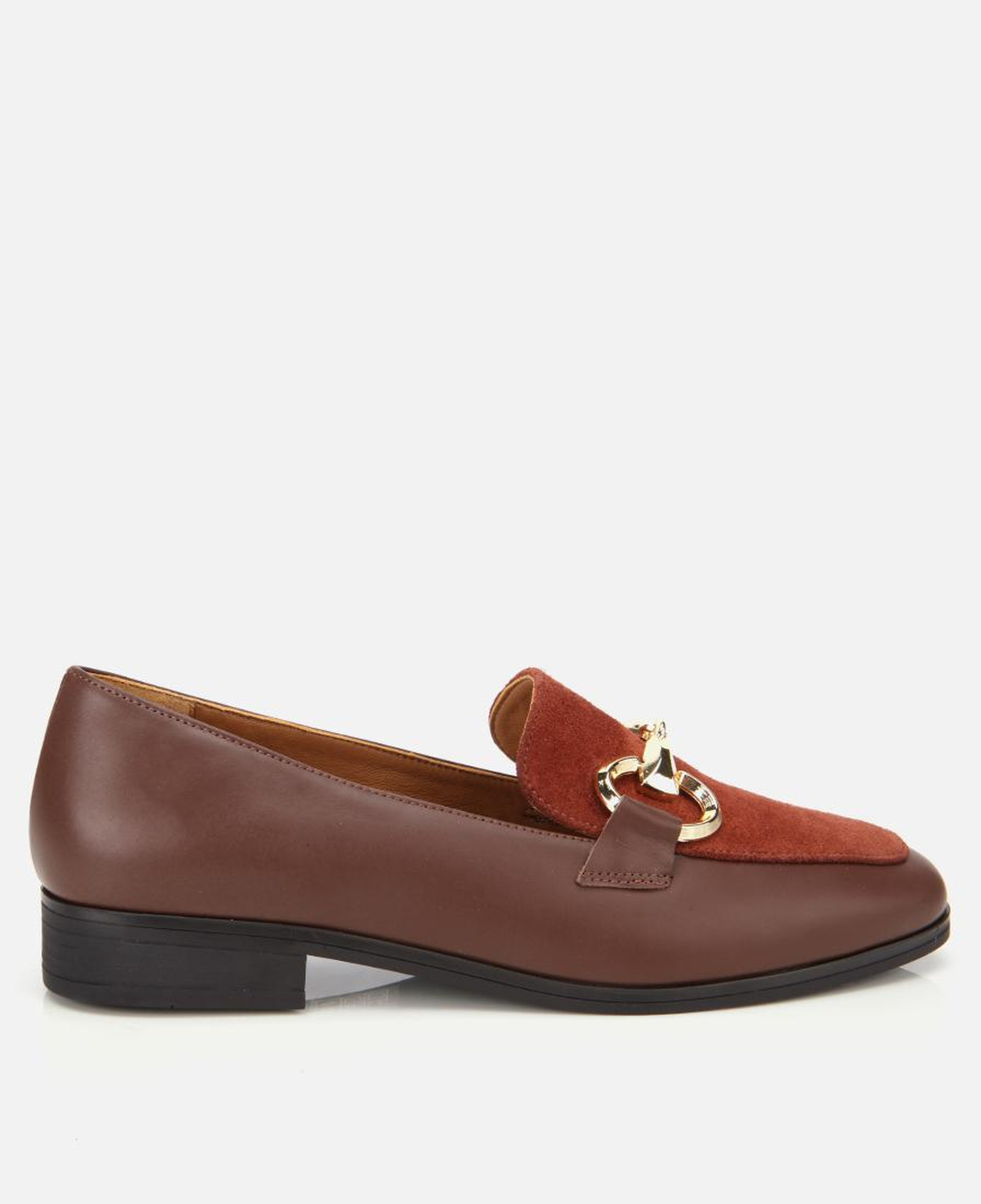 Kadın Süet Deri Acı Kahverengi Tokalı Klasik Loafer