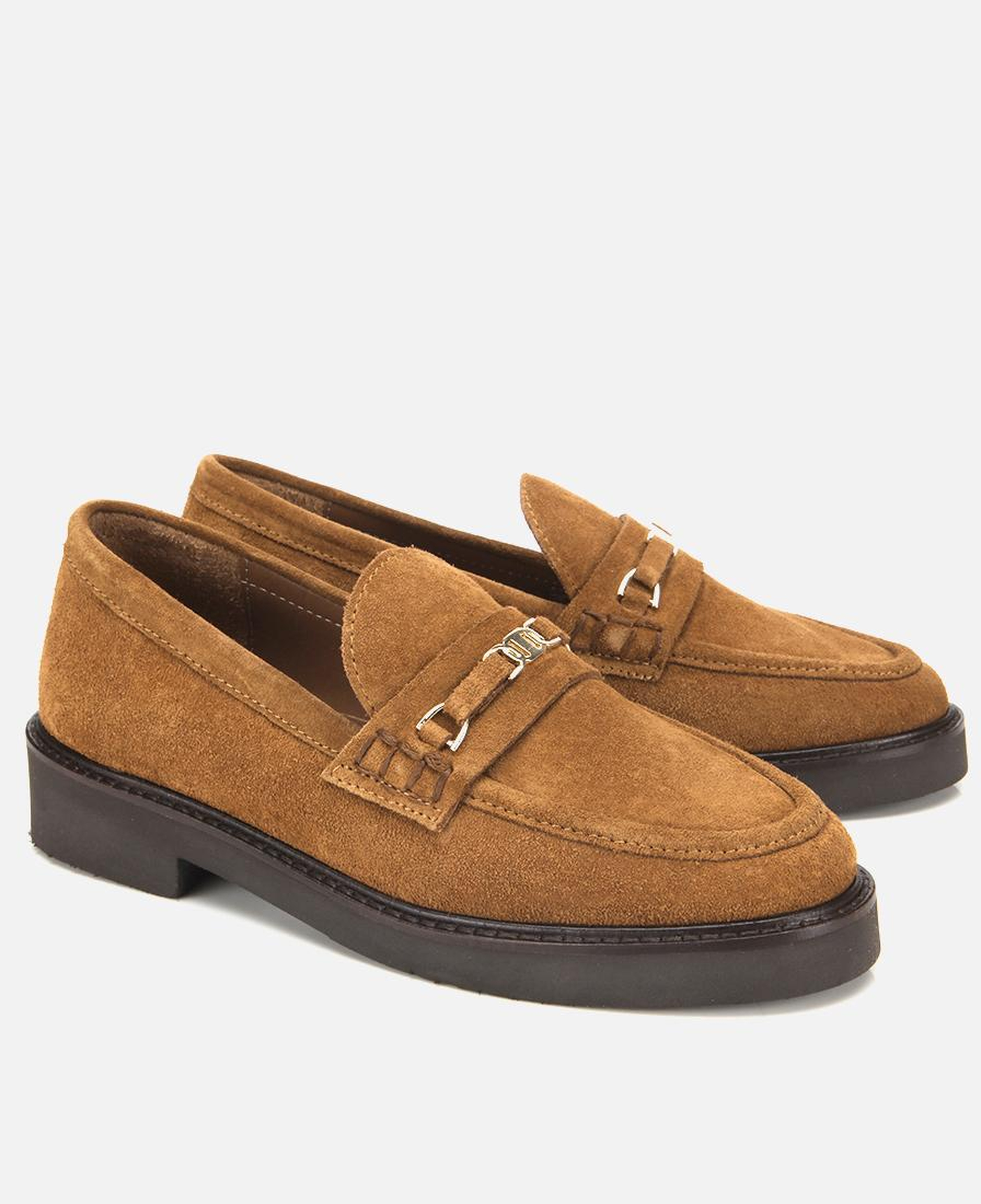 Kadın Süet Deri Taba Tokalı Hafif Tabanlı Klasik Loafer