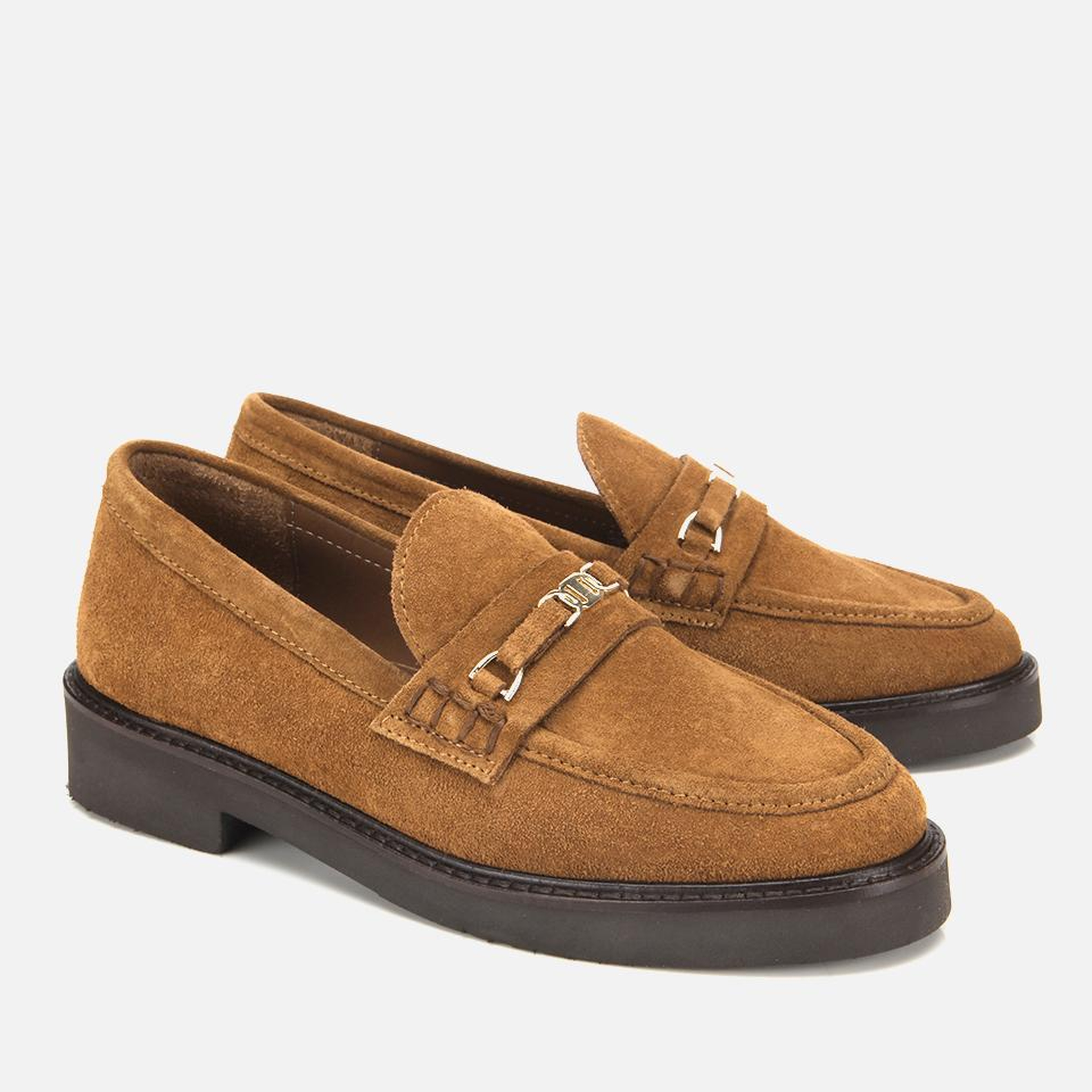 Kadın Süet Deri Taba Tokalı Hafif Tabanlı Klasik Loafer