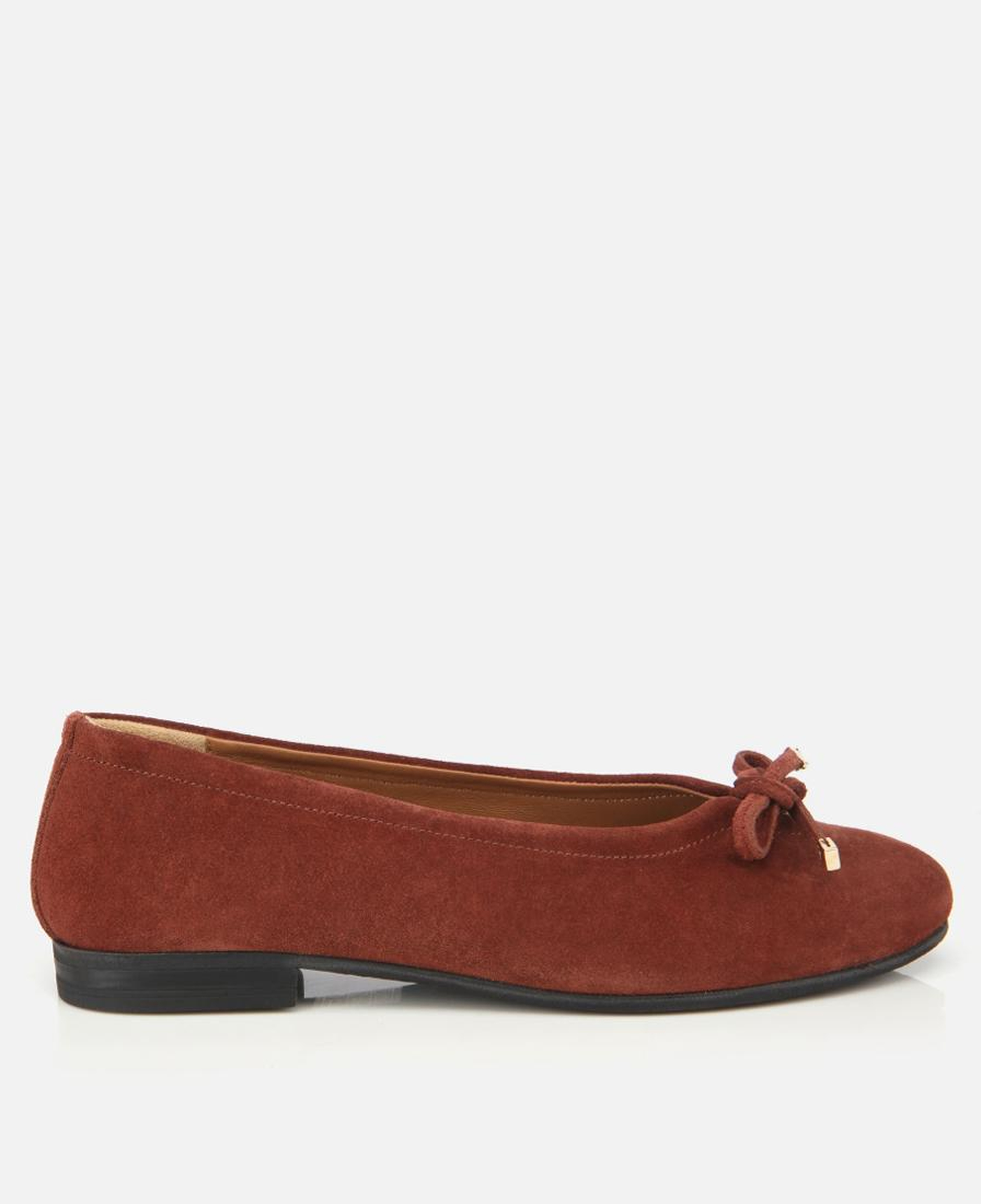 Kadın Süet Deri Kahverengi/Kiremit  Fiyonk Detaylı Babet