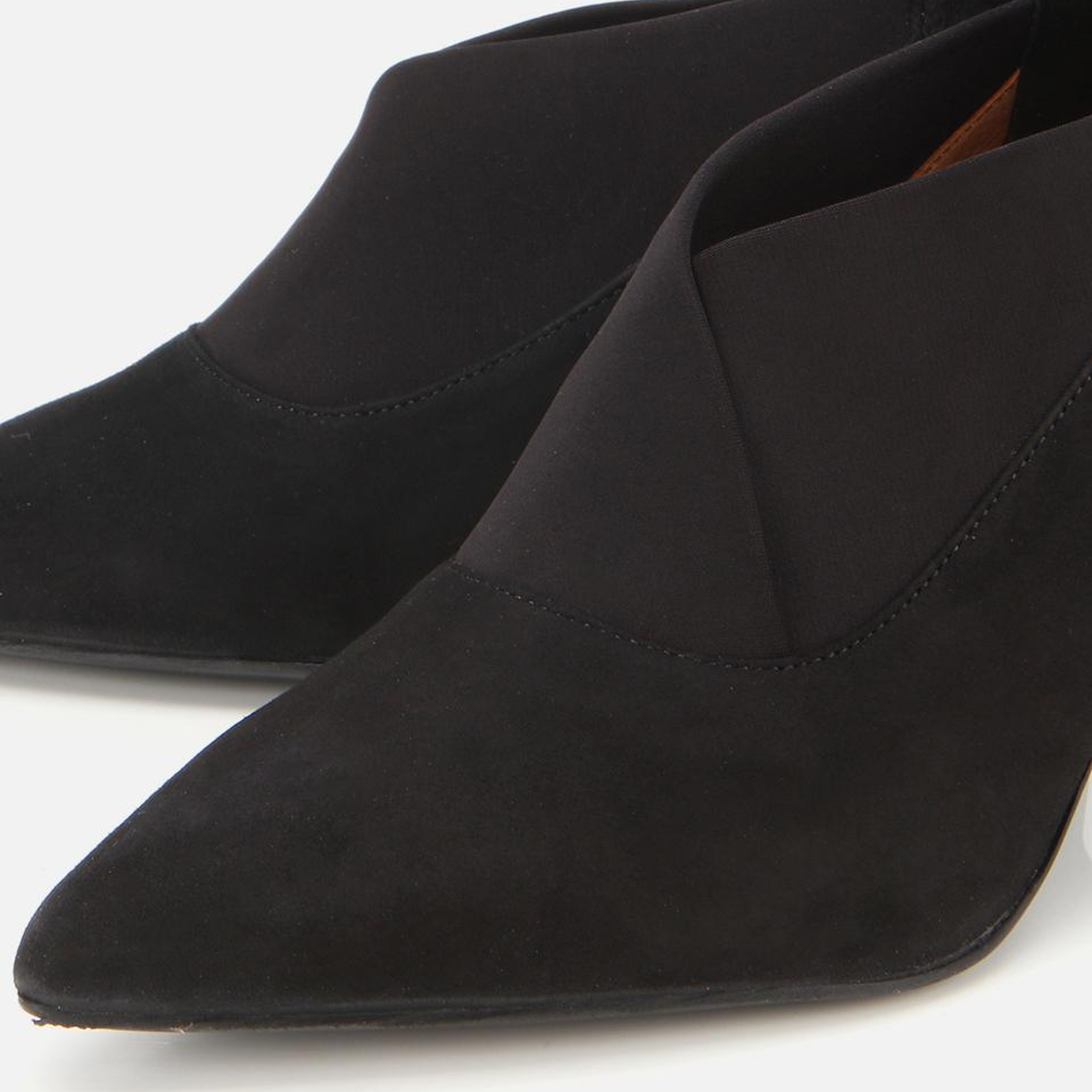 Kadın Süet Deri Siyah Streç Detaylı İnce Topuklu Stiletto