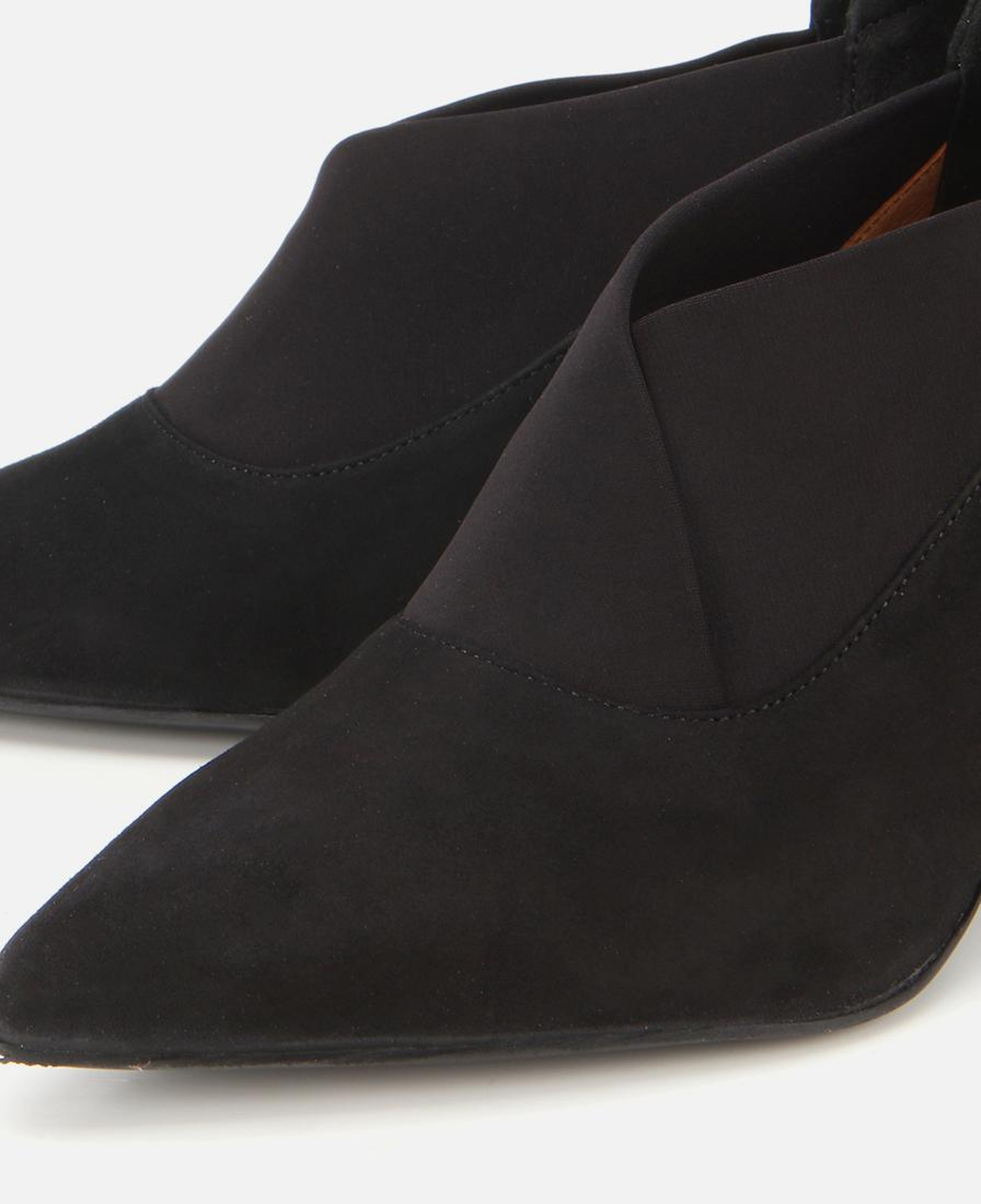 Kadın Süet Deri Siyah Streç Detaylı İnce Topuklu Stiletto