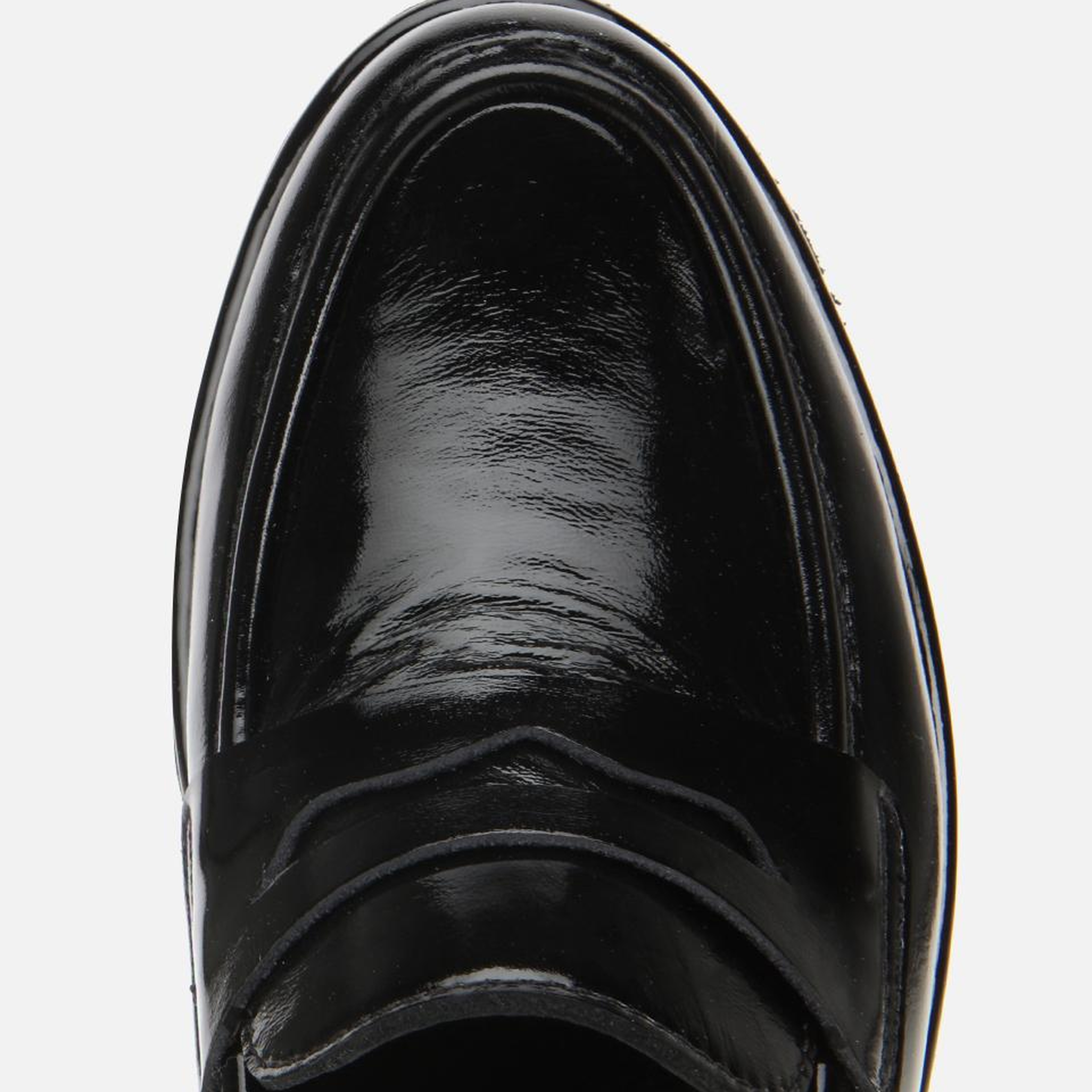 Kadın Rugan Deri Siyah Dolgu topuklu Günlük Loafer