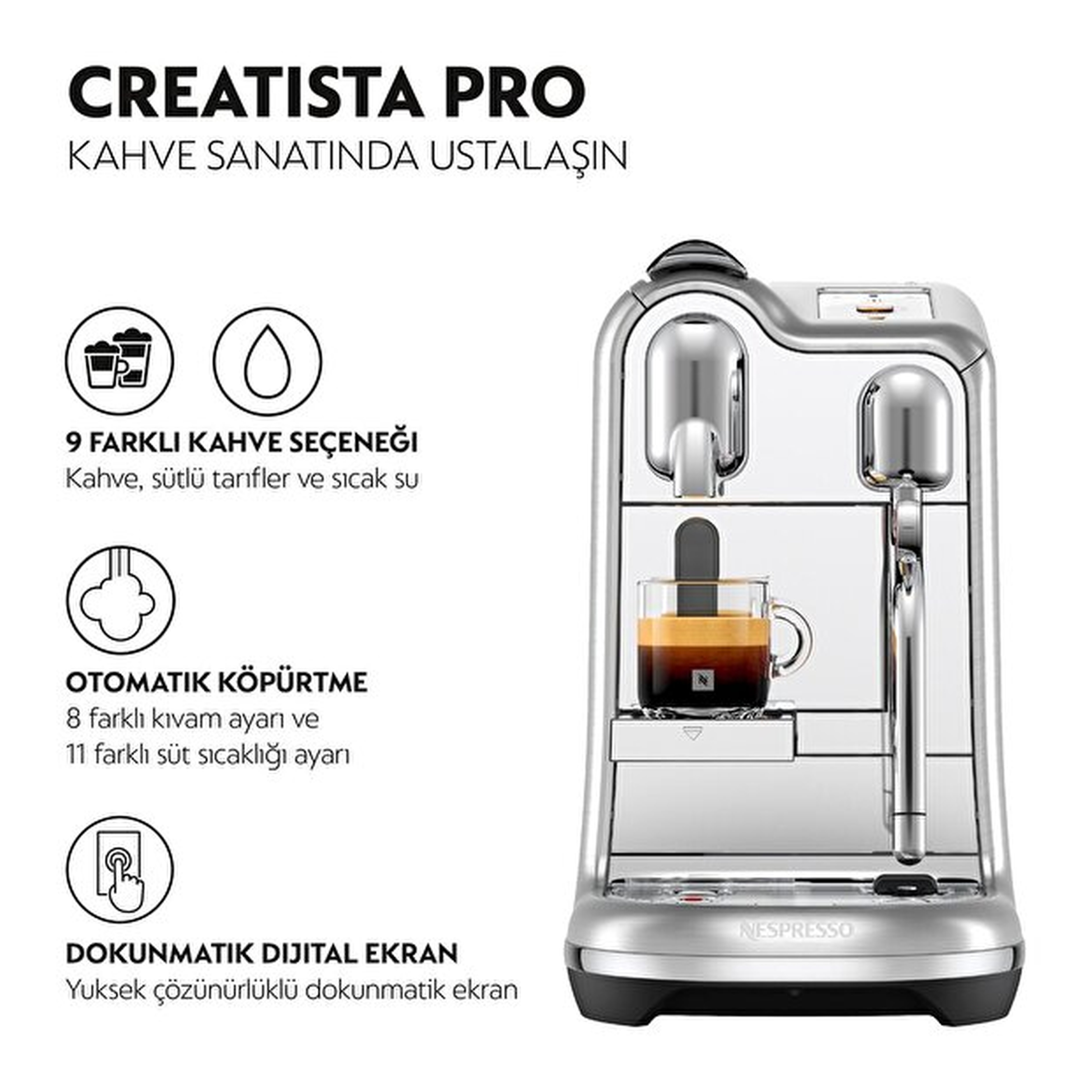 Nespresso J620 Creatista Pro Süt Çüzümlü Espresso Kahve Makinesi,Çelik