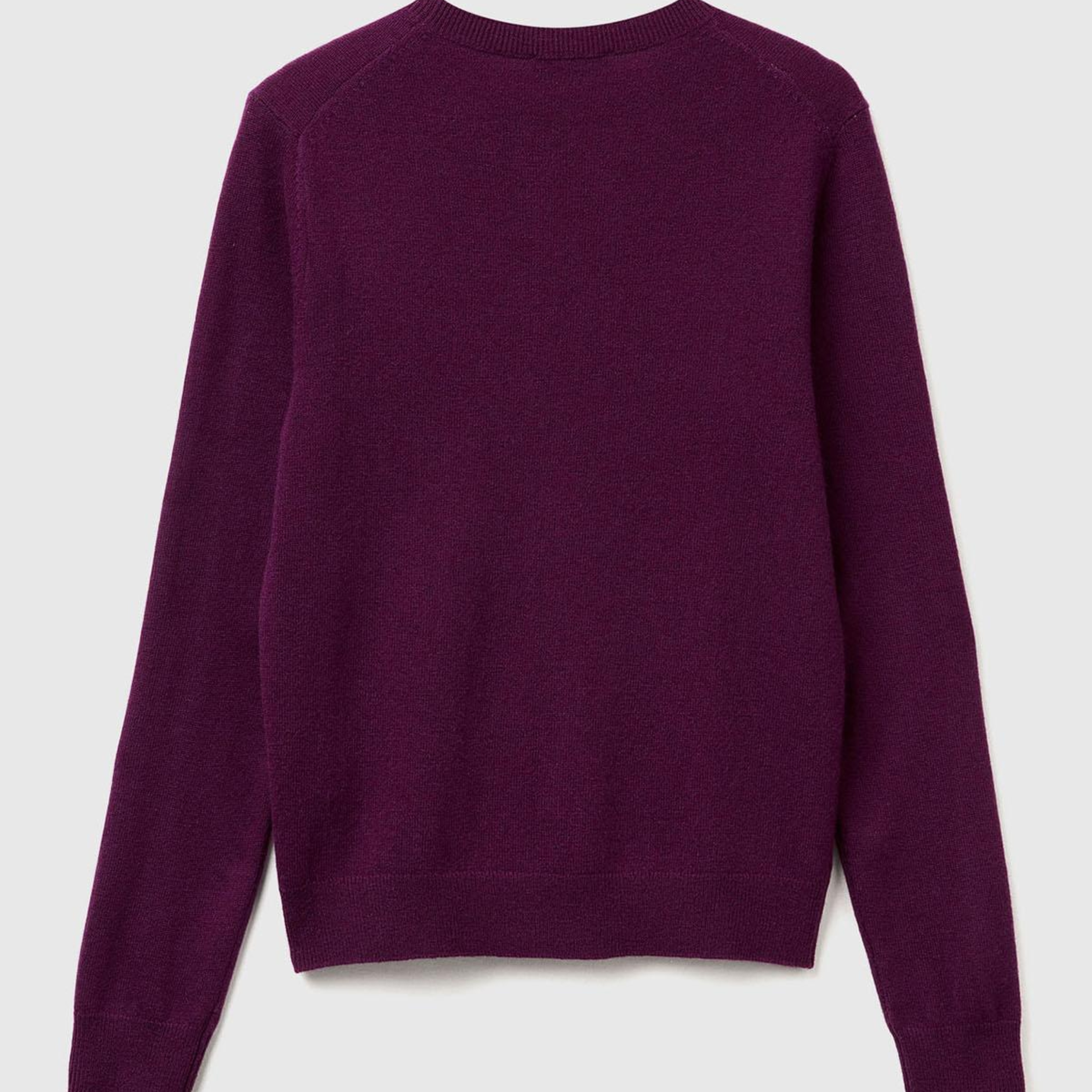 Kadın Mürdüm %100 Merino Bisiklet Yaka Kazak