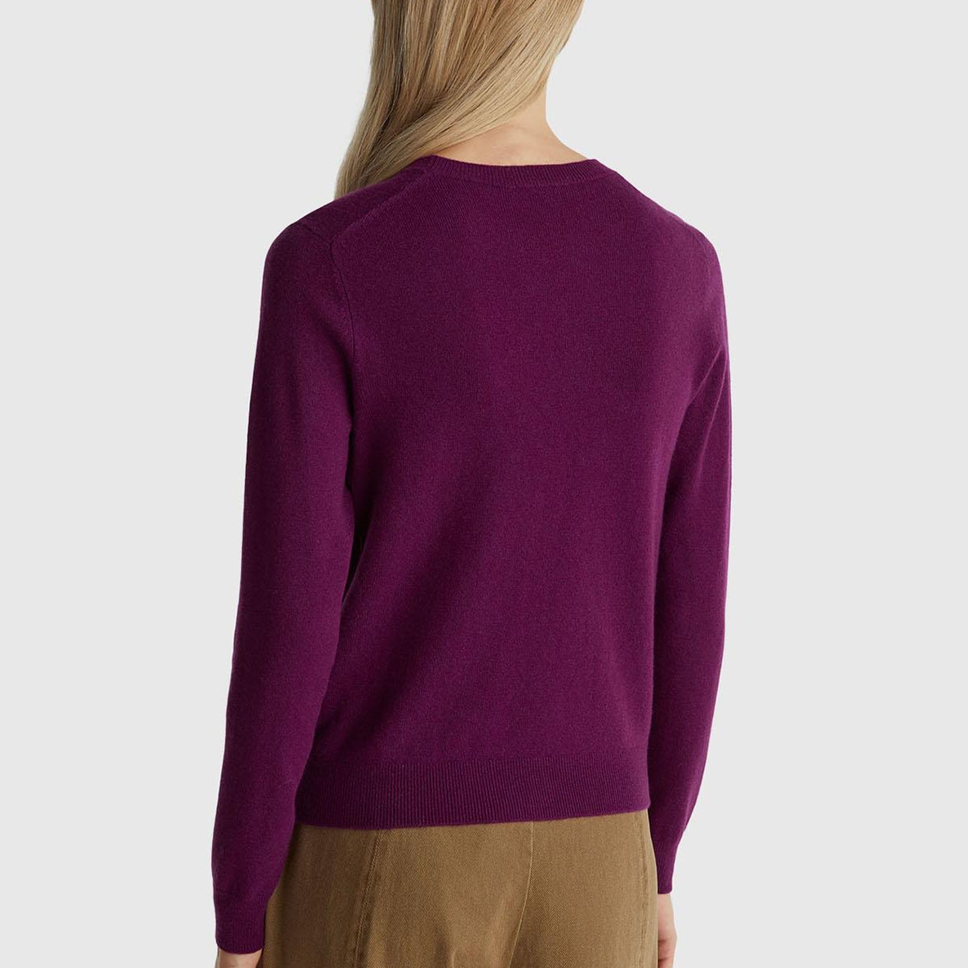 Kadın Mürdüm %100 Merino Bisiklet Yaka Kazak
