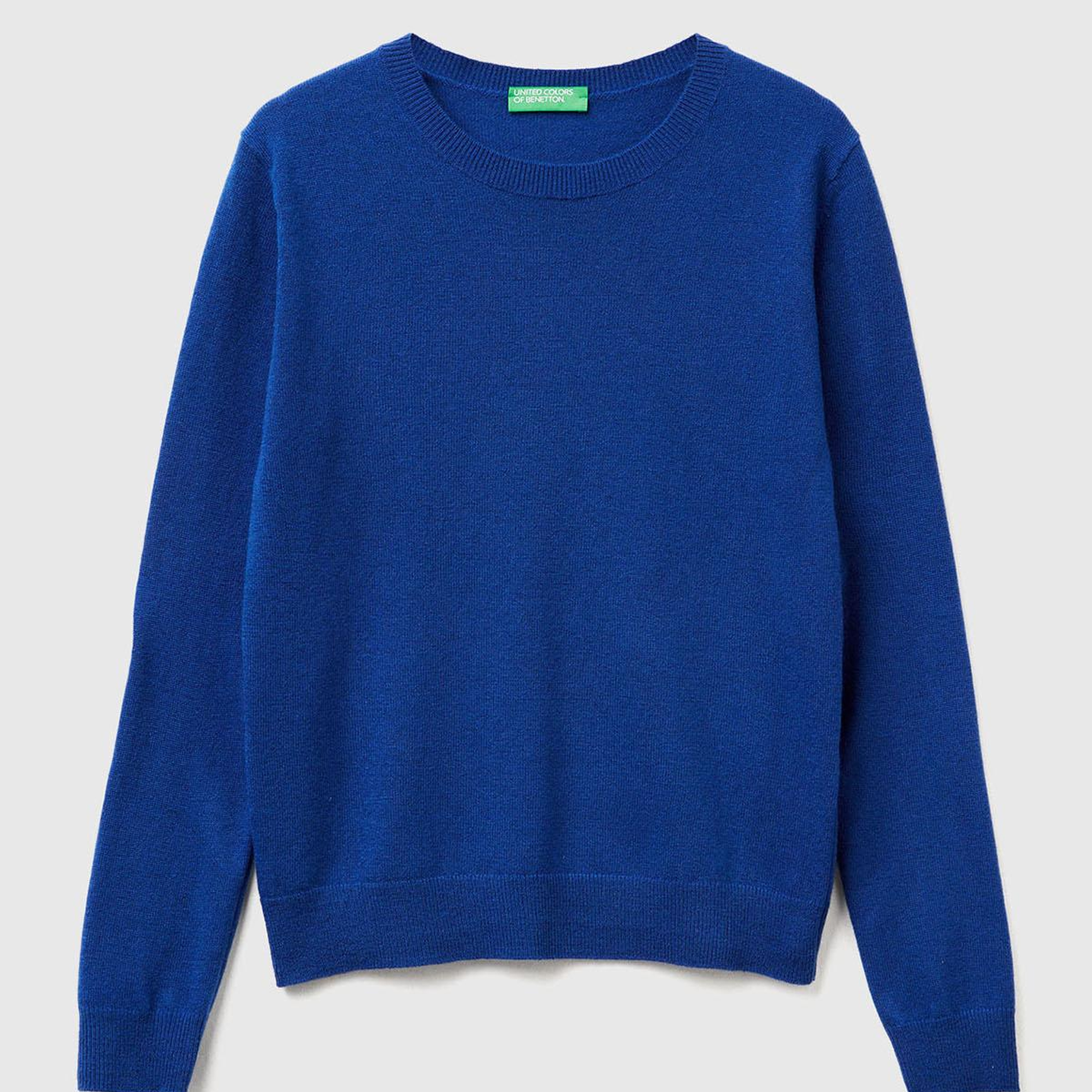 Kadın Koyu Mavi %100 Merino Bisiklet Yaka Kazak