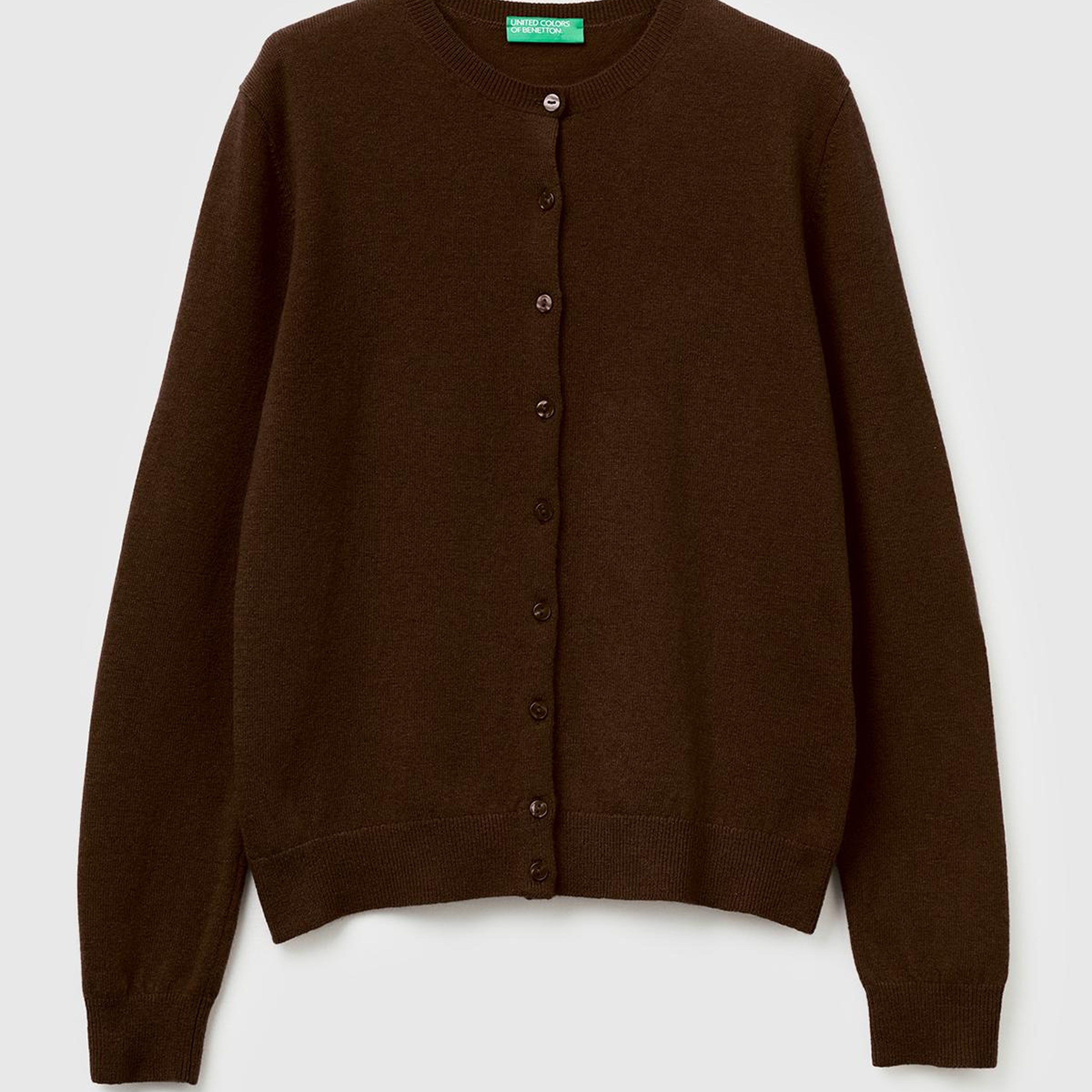 Kadın Koyu Kahverengi %100 Merino Bisiklet Yaka  Hırka