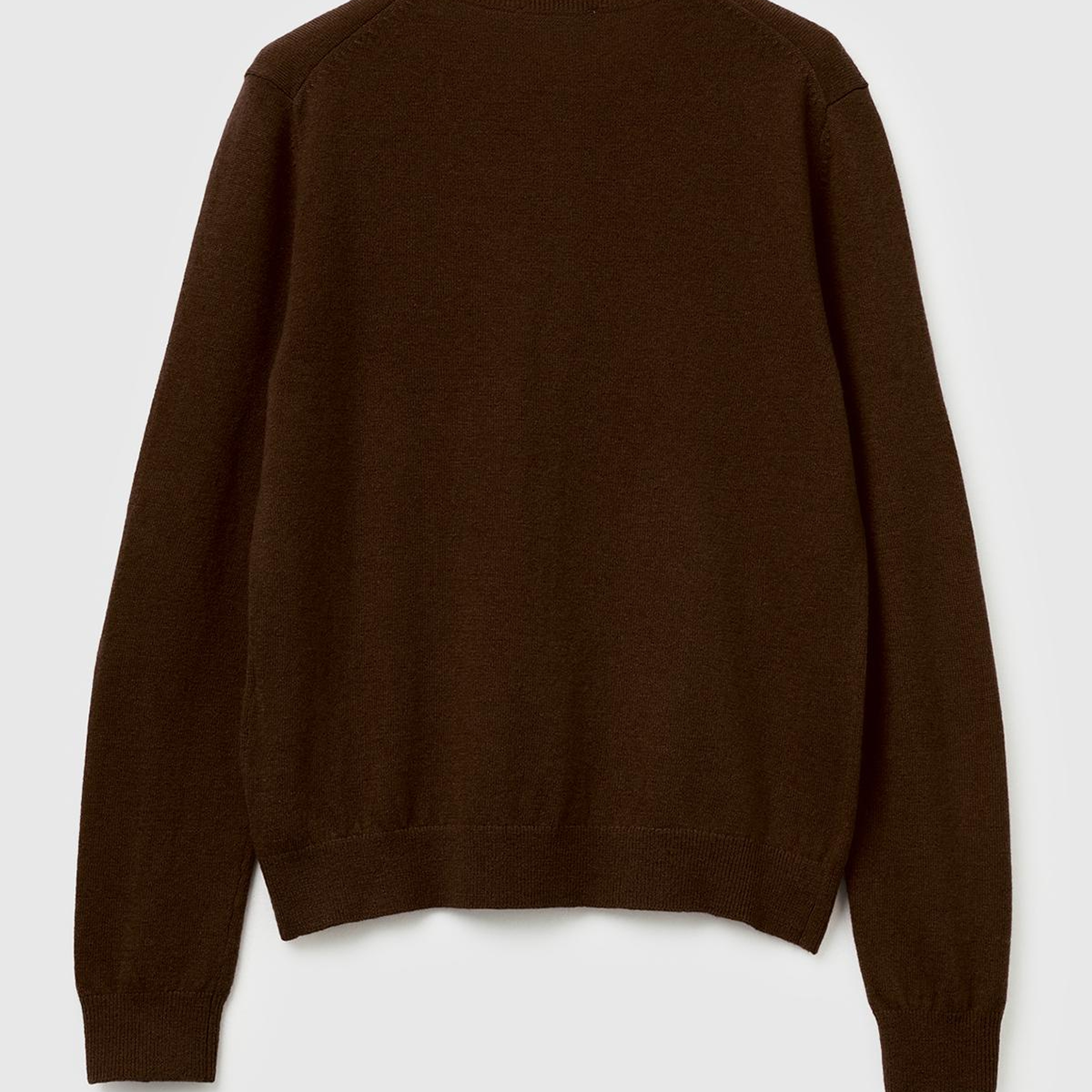 Kadın Koyu Kahverengi %100 Merino Bisiklet Yaka  Hırka