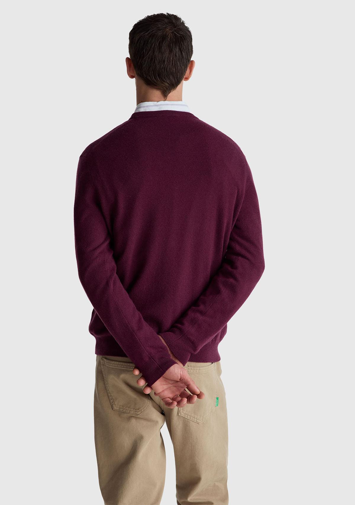 Erkek Mürdüm %100 Merino Bisiklet Yaka  Kazak