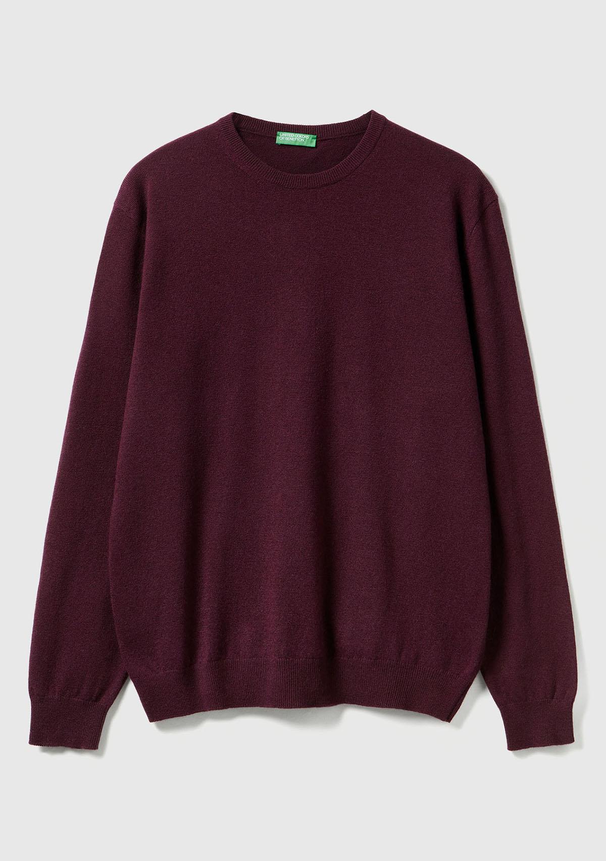 Erkek Mürdüm %100 Merino Bisiklet Yaka  Kazak