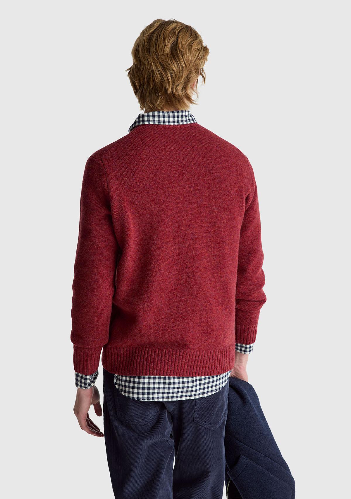 Erkek Bordo Bisiklet Yaka Shetland Kazak