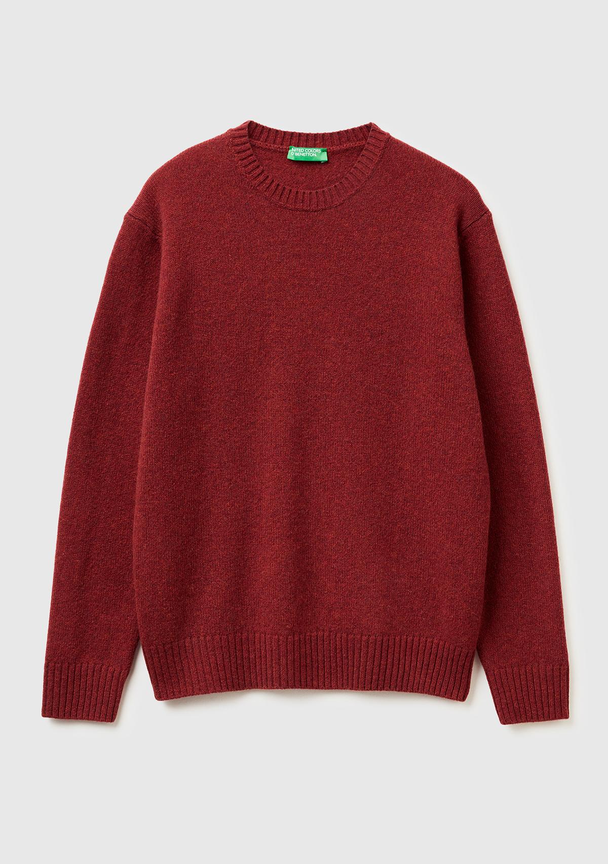 Erkek Bordo Bisiklet Yaka Shetland Kazak