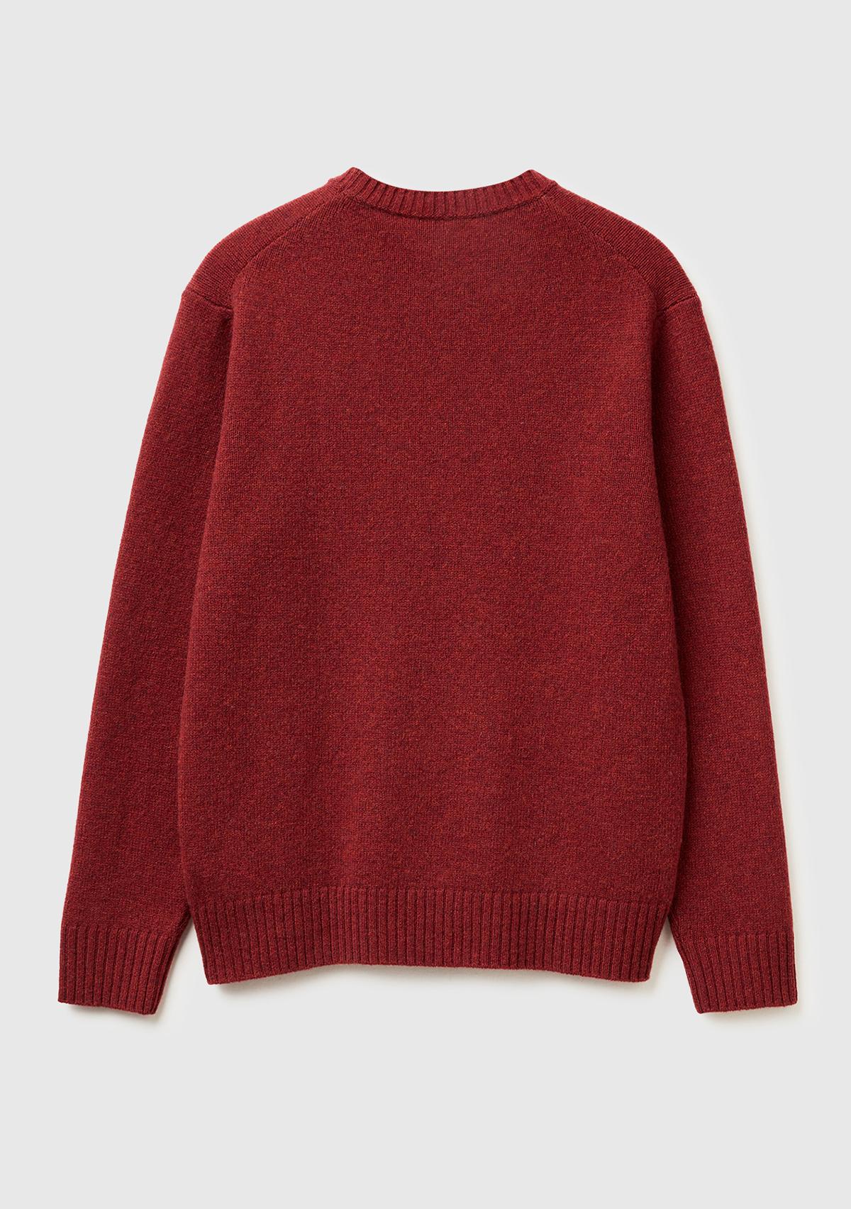 Erkek Bordo Bisiklet Yaka Shetland Kazak