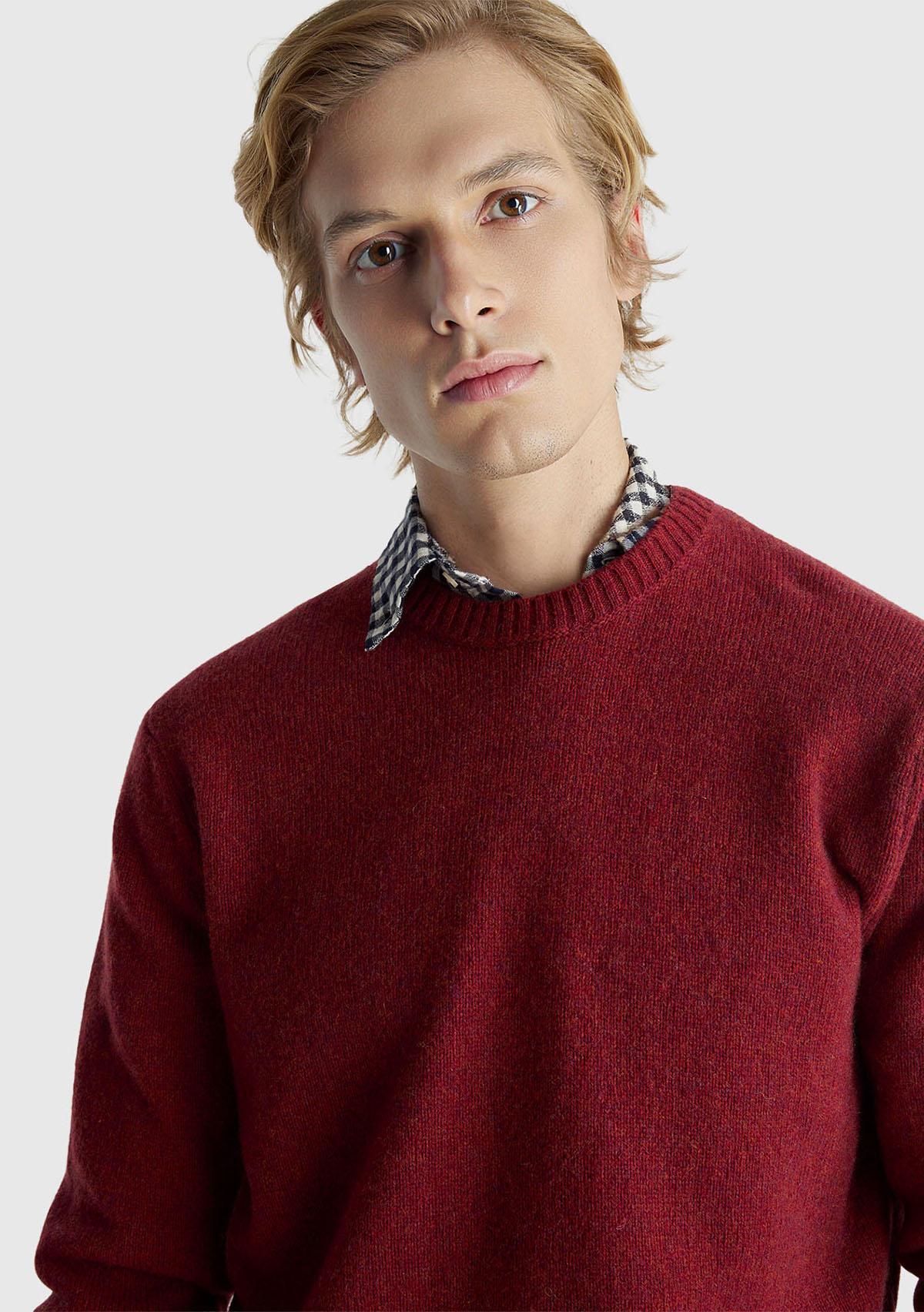 Erkek Bordo Bisiklet Yaka Shetland Kazak