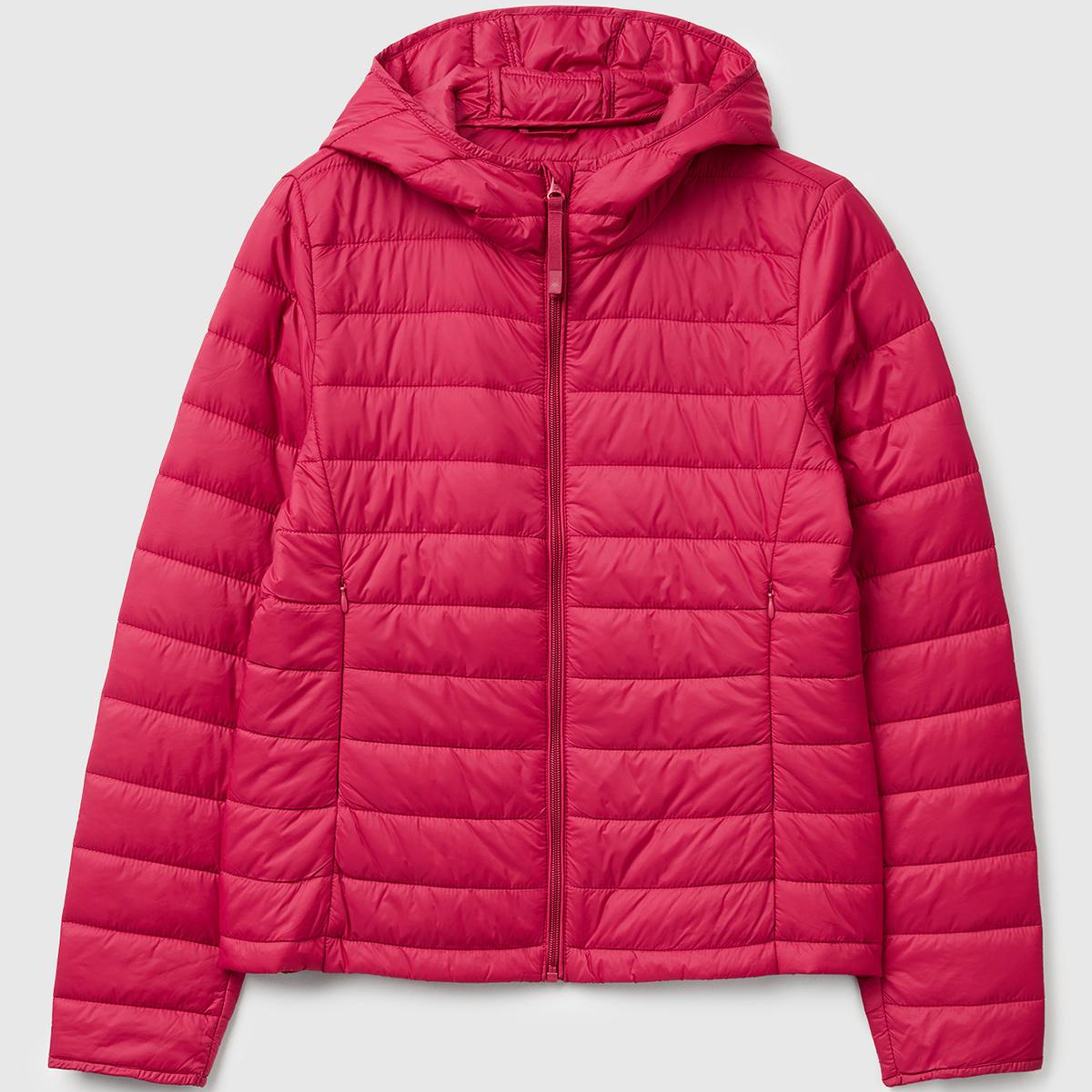 Kadın Fuşya Kapüşonlu Slim Fit Puffer Mont