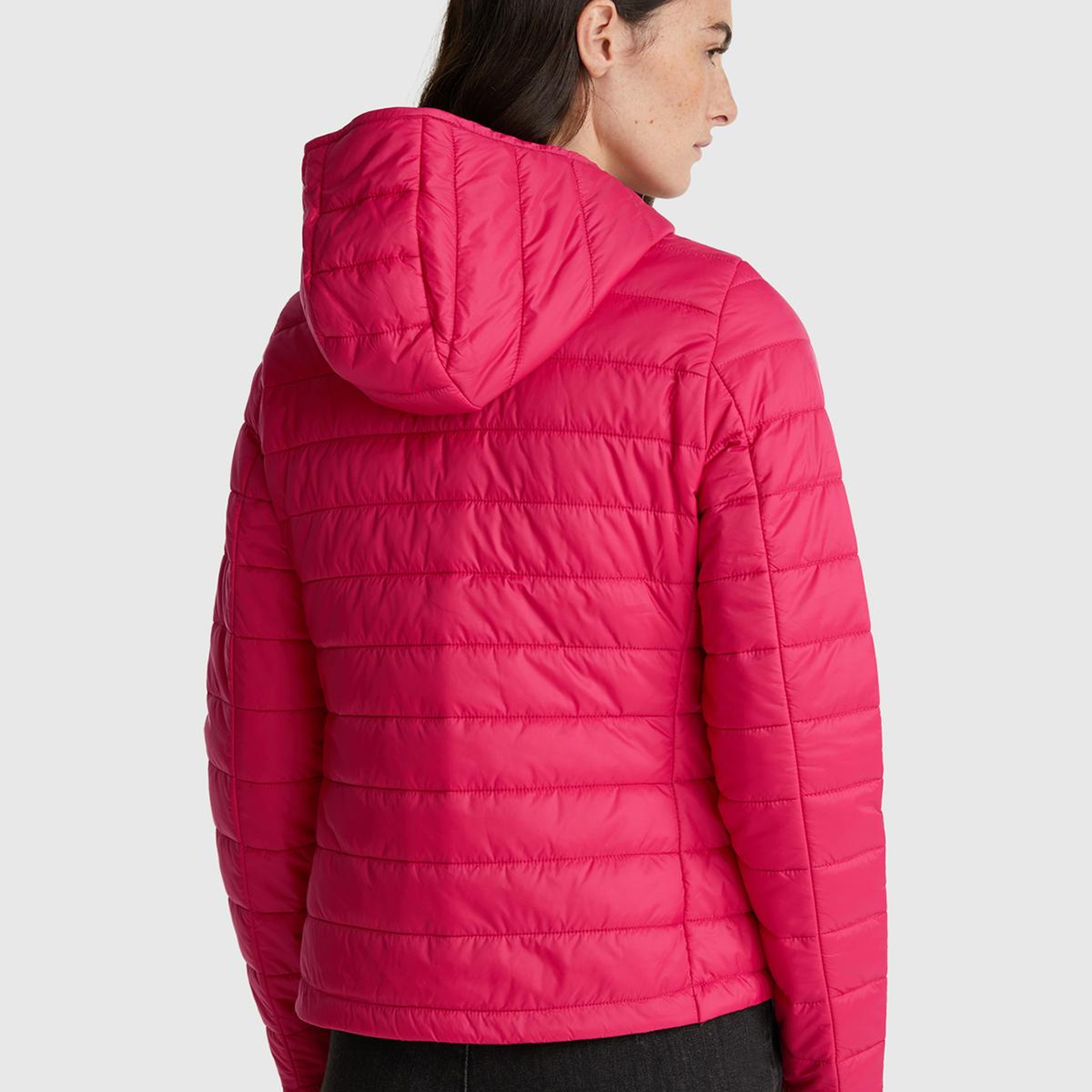 Kadın Fuşya Kapüşonlu Slim Fit Puffer Mont