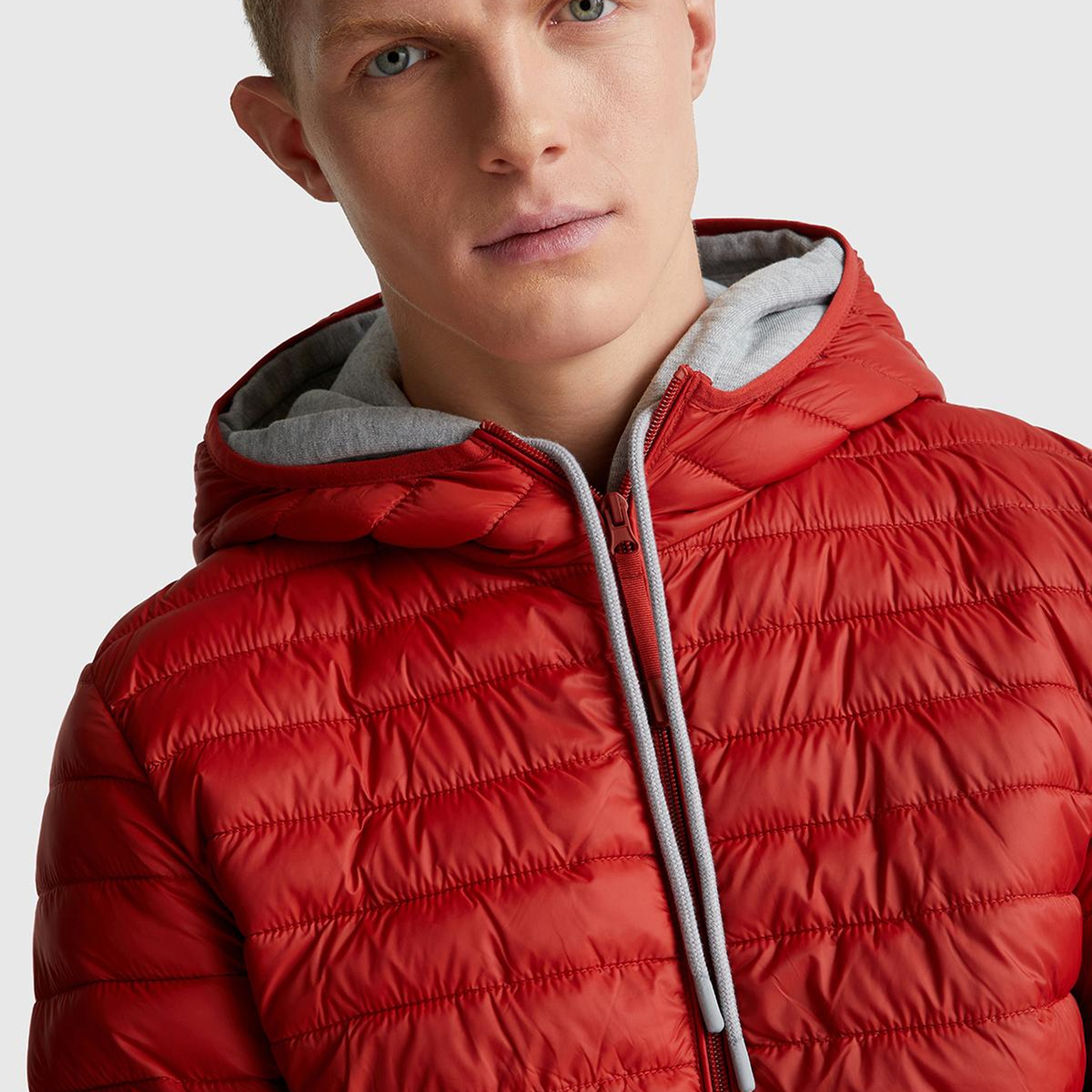 Erkek Kırmızı Regular Fit Kapüşonlu Puffer Mont