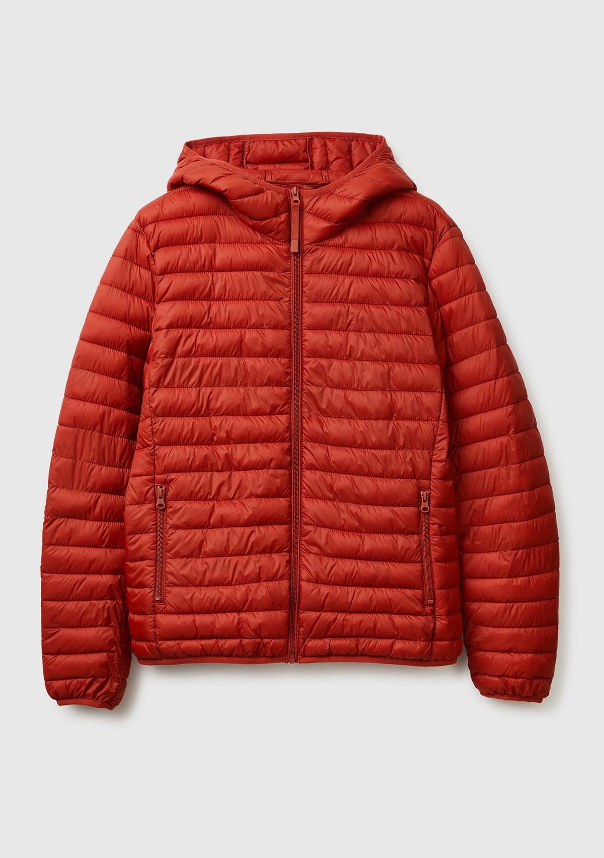 Erkek Kırmızı Regular Fit Kapüşonlu Puffer Mont