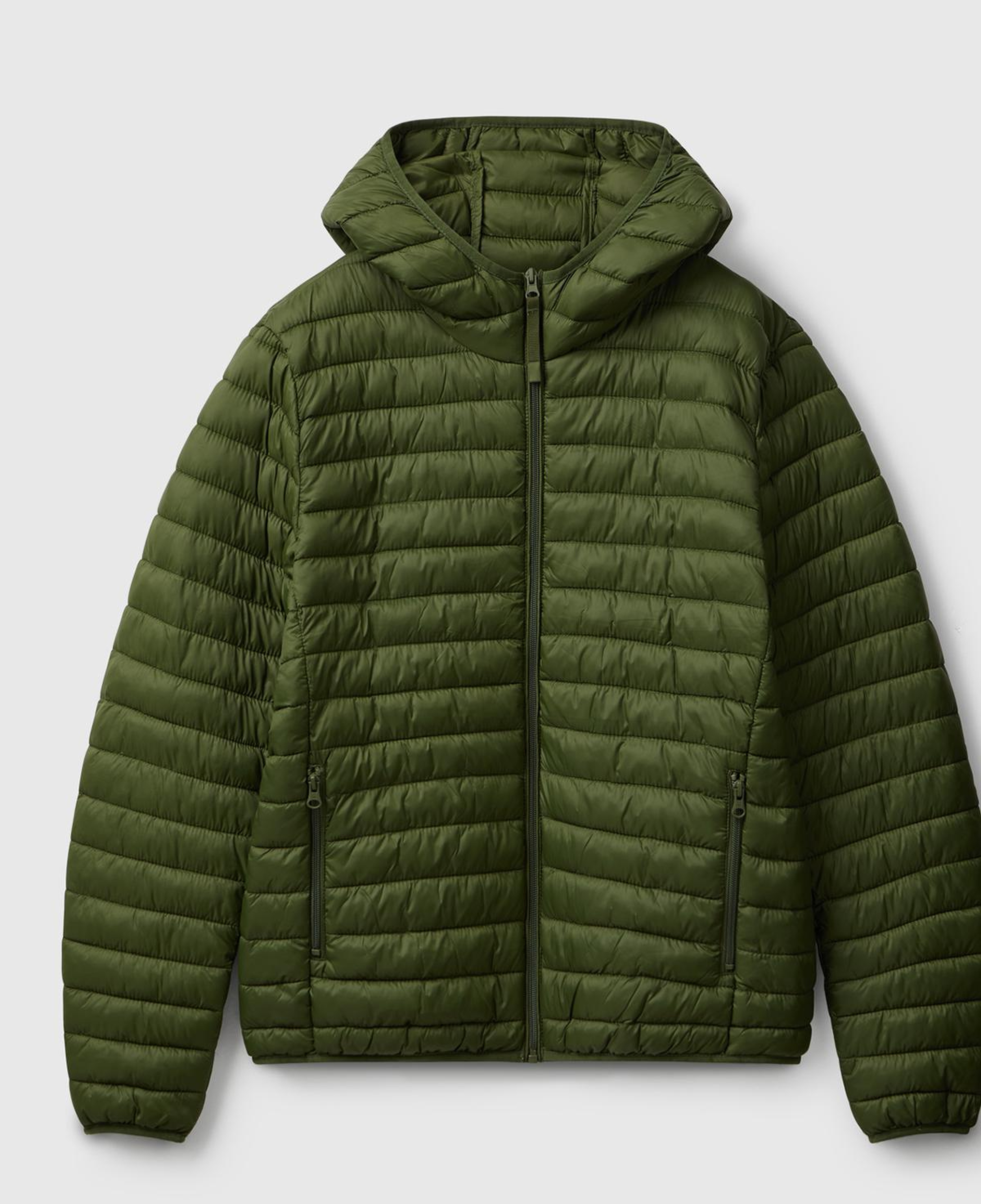 Erkek Haki Yeşilli Regular Fit Kapüşonlu Puffer Mont