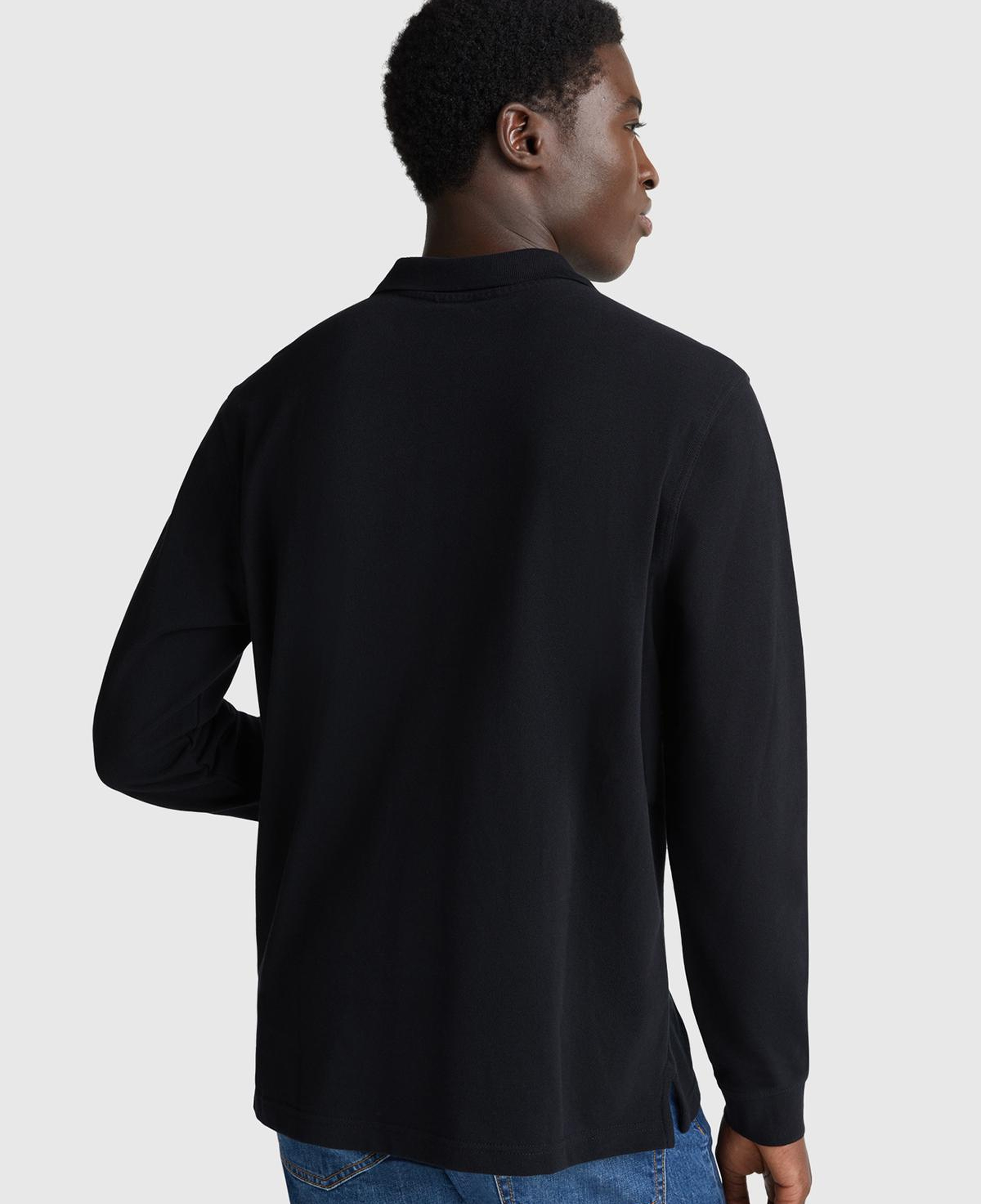 Erkek Siyah Uzun Kol Polo T-Shirt