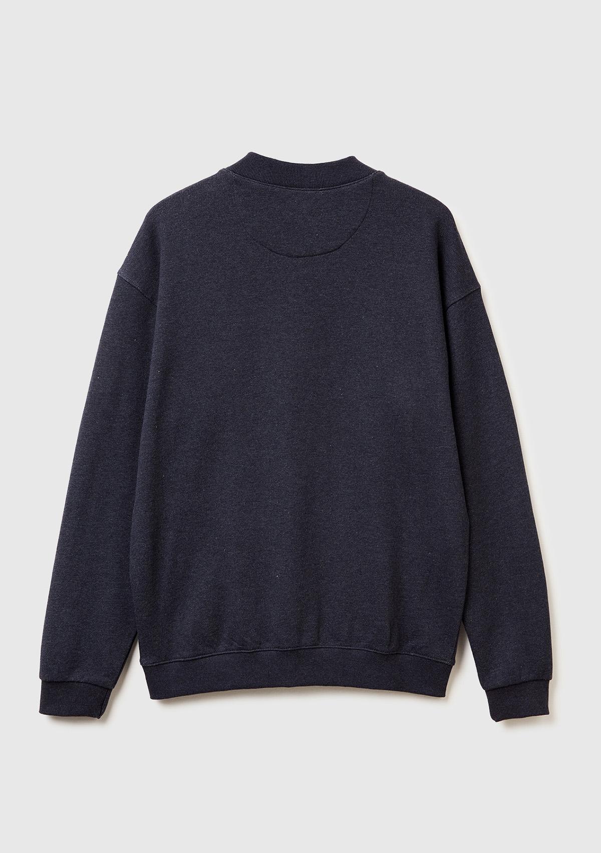 Erkek Lacivert %100 Pamuk Logo İşlemeli Cep Detaylı Düğmeli Hırka