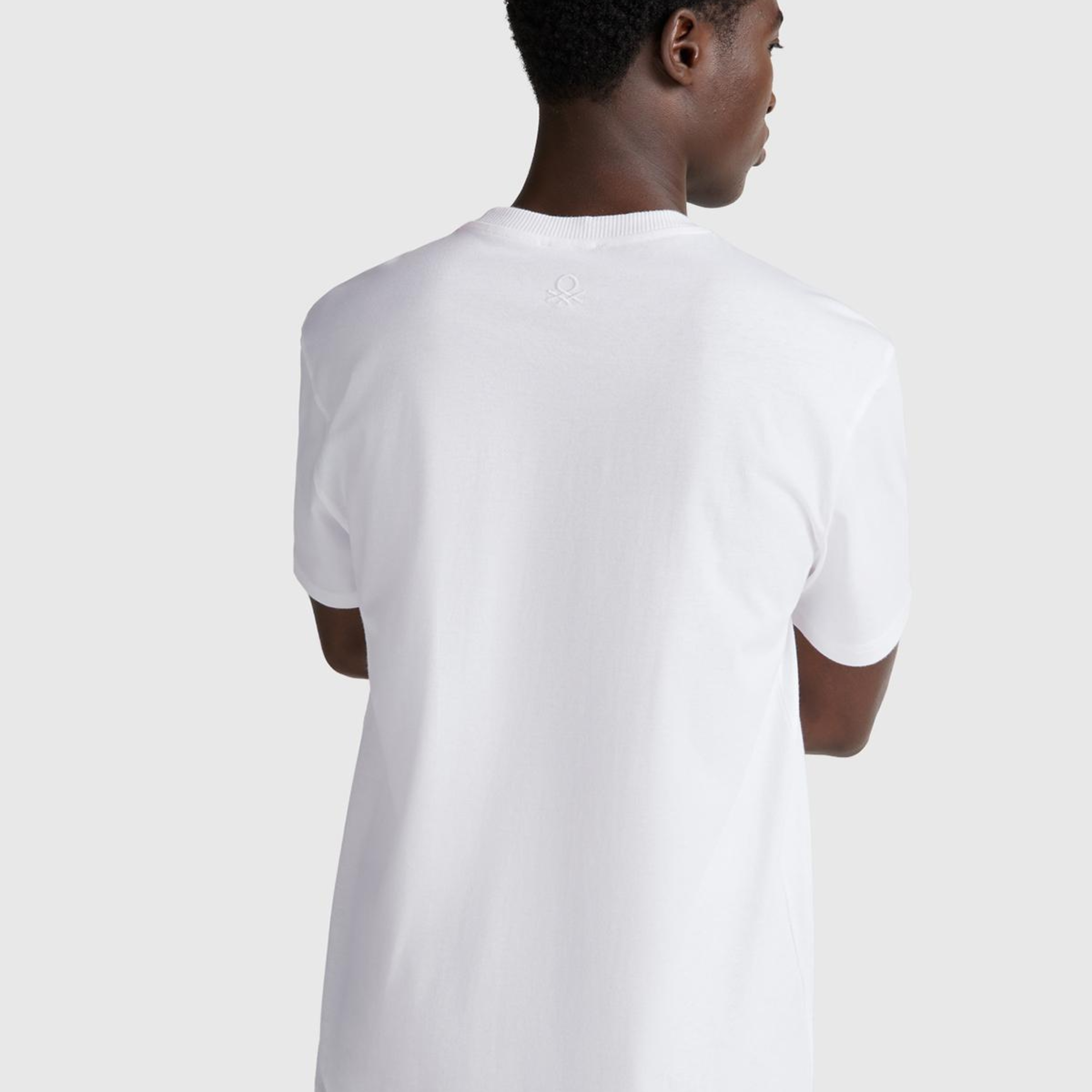 Erkek Beyaz %100 Pamuk Yama Cep Detaylı Oversize T-Shirt