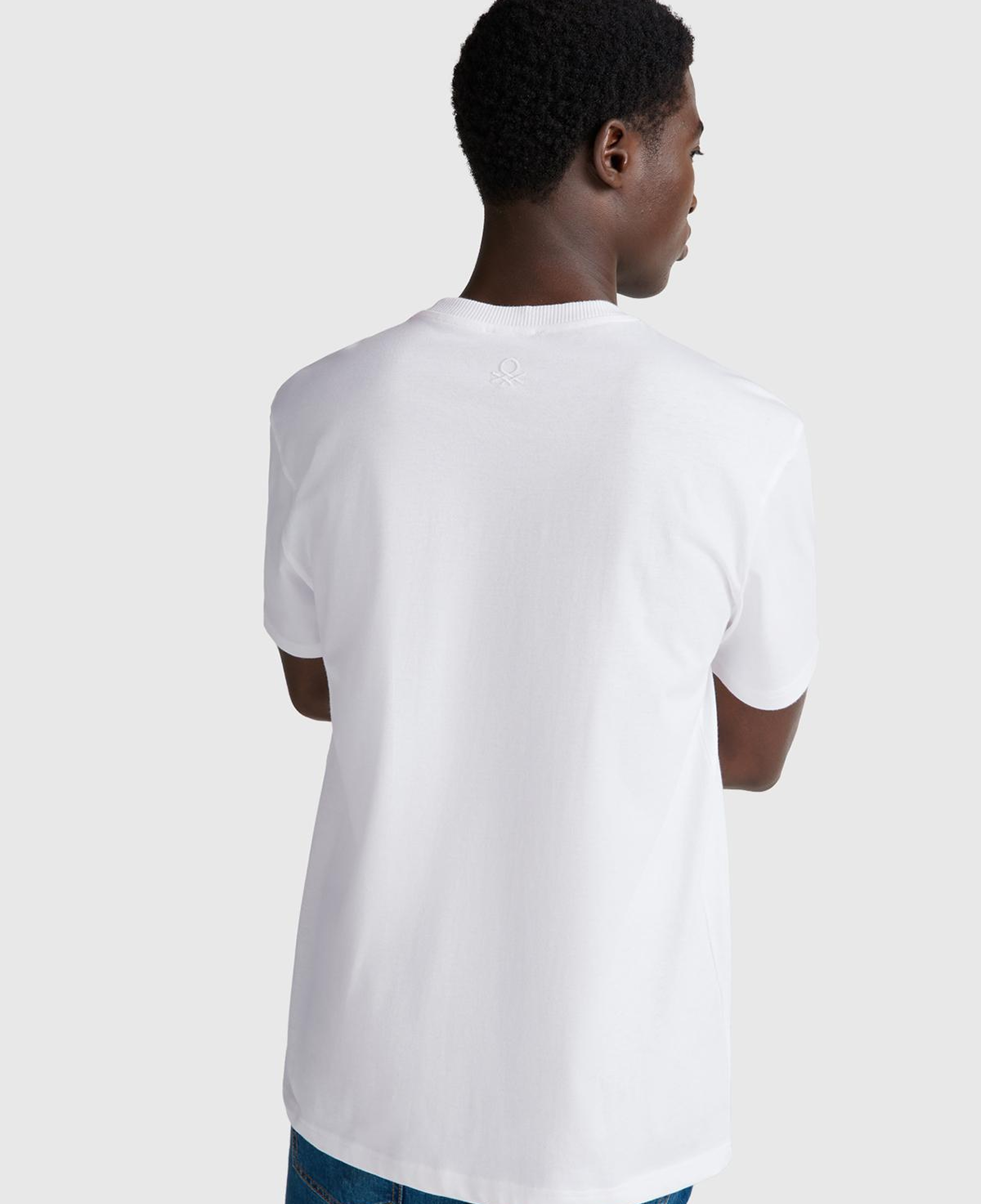 Erkek Beyaz %100 Pamuk Yama Cep Detaylı Oversize T-Shirt