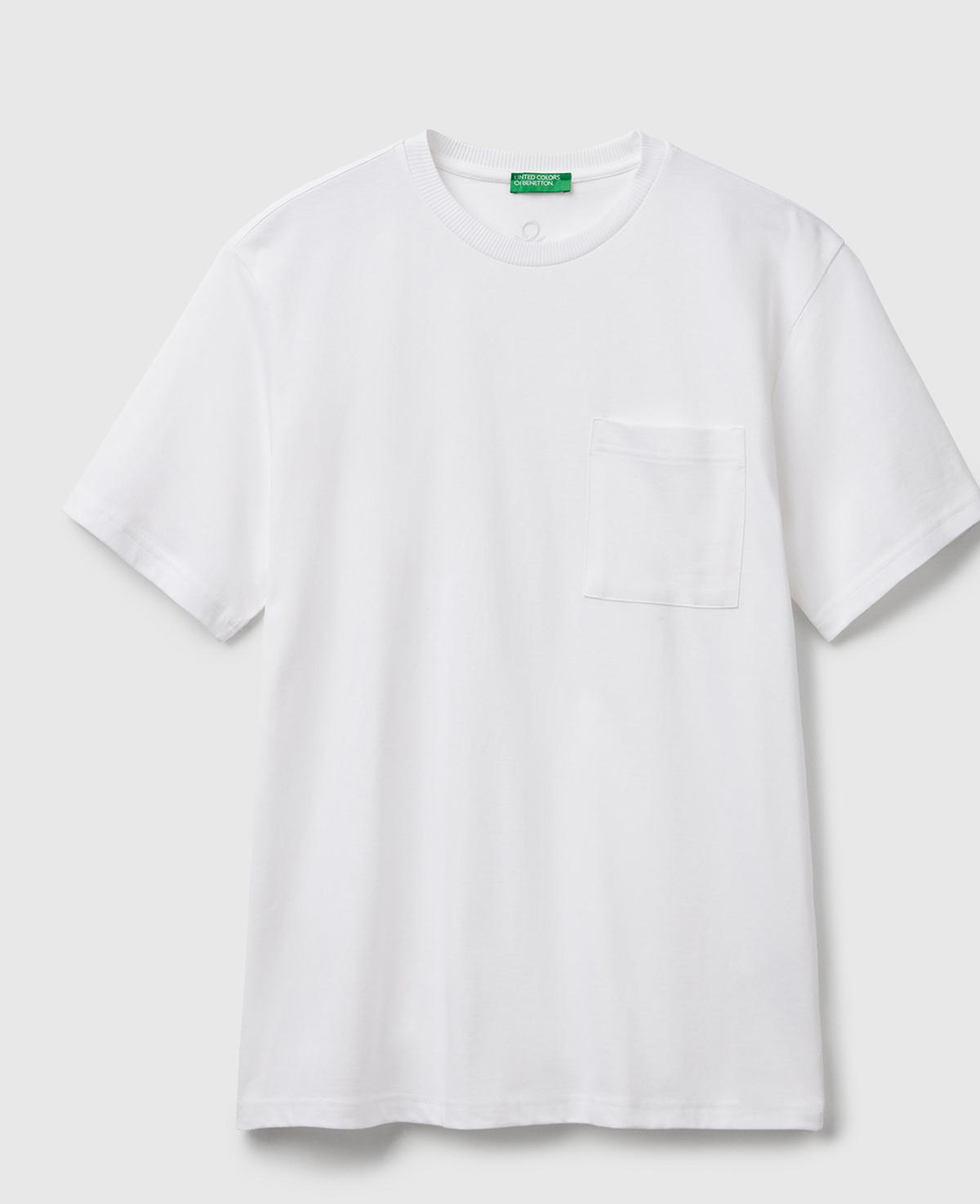 Erkek Beyaz %100 Pamuk Yama Cep Detaylı Oversize T-Shirt