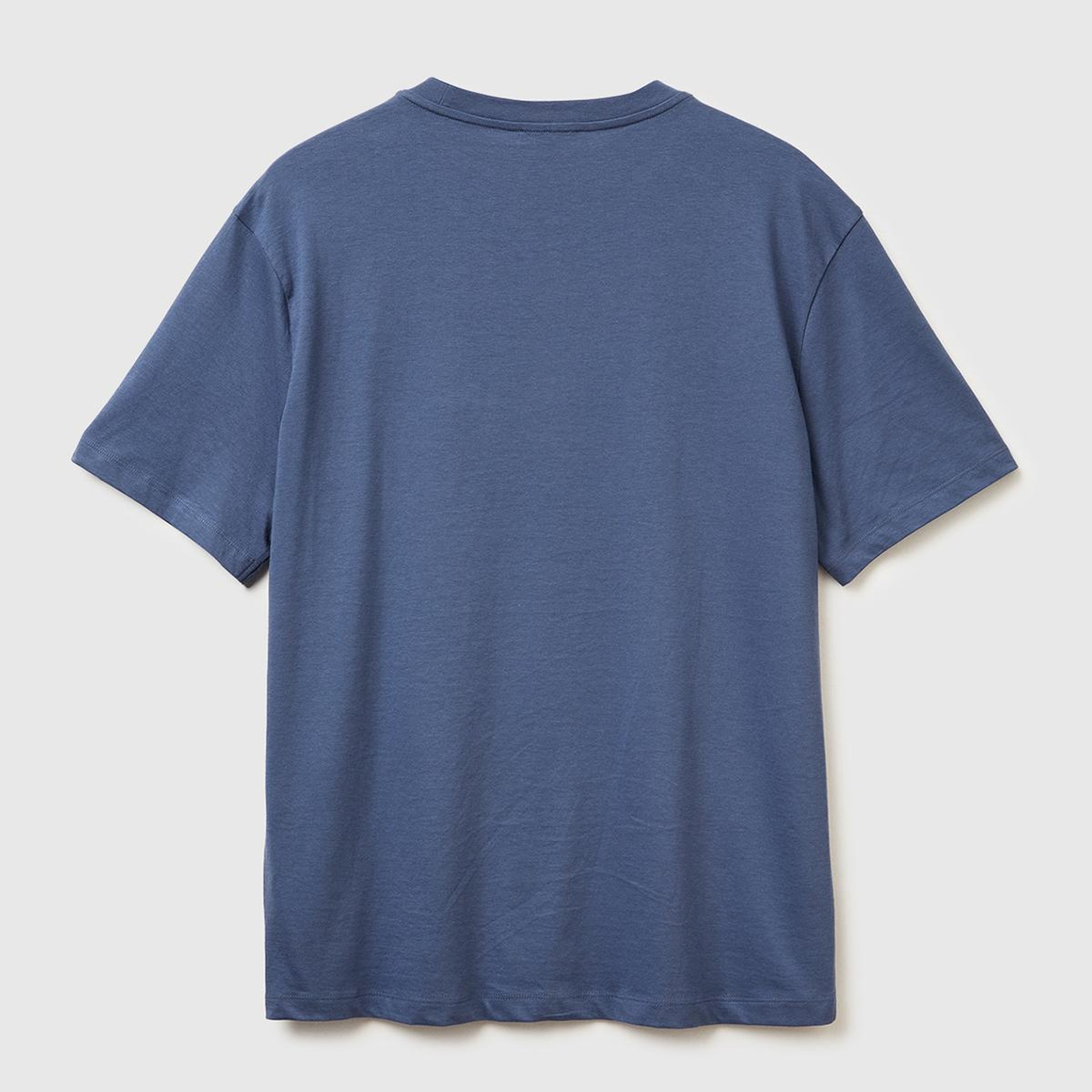 Erkek Havacı Mavi %100 Pamuk Önü Logo Baskılı Relax Fit T-Shirt