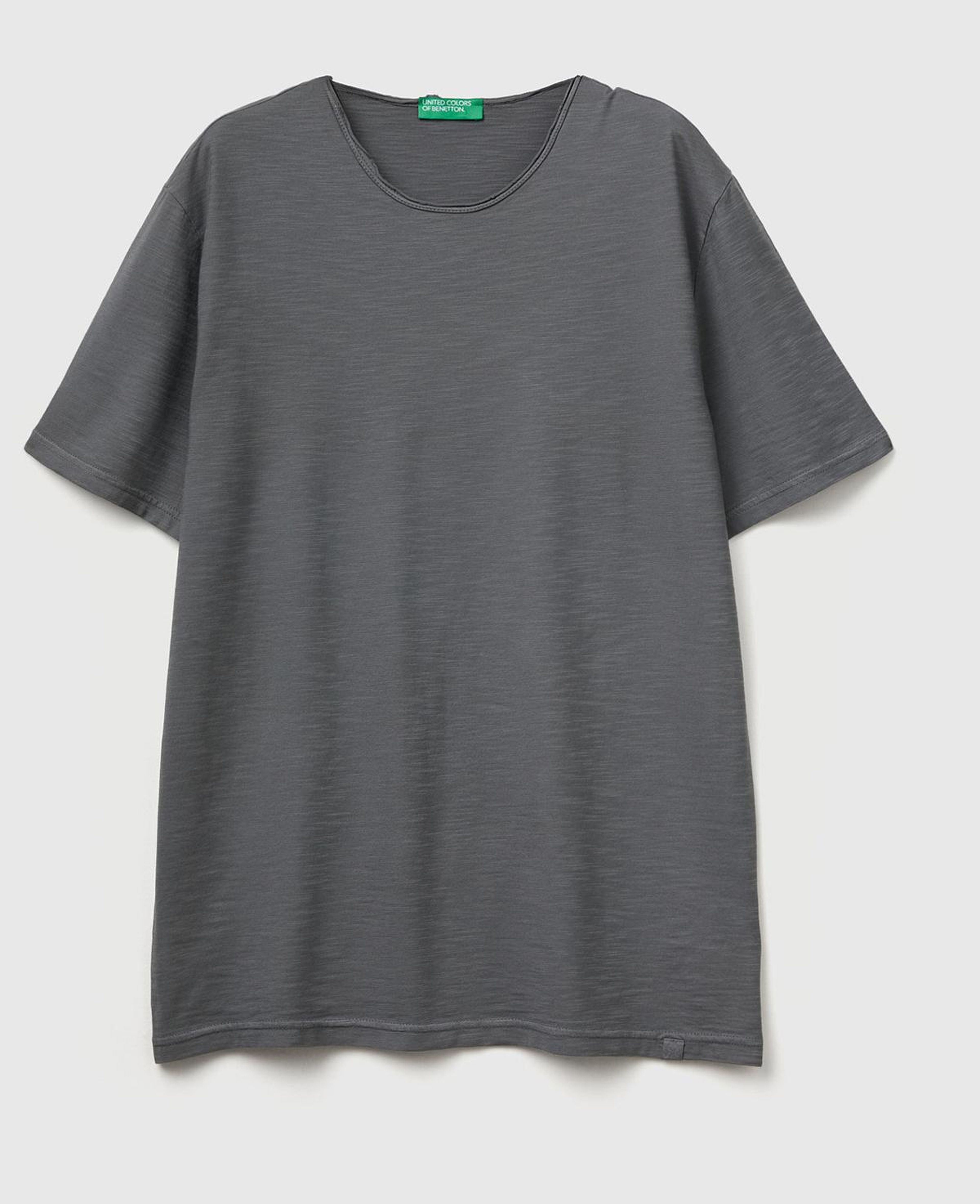 Erkek Antrasit Gri Bisiklet Yaka Slub T-shirt